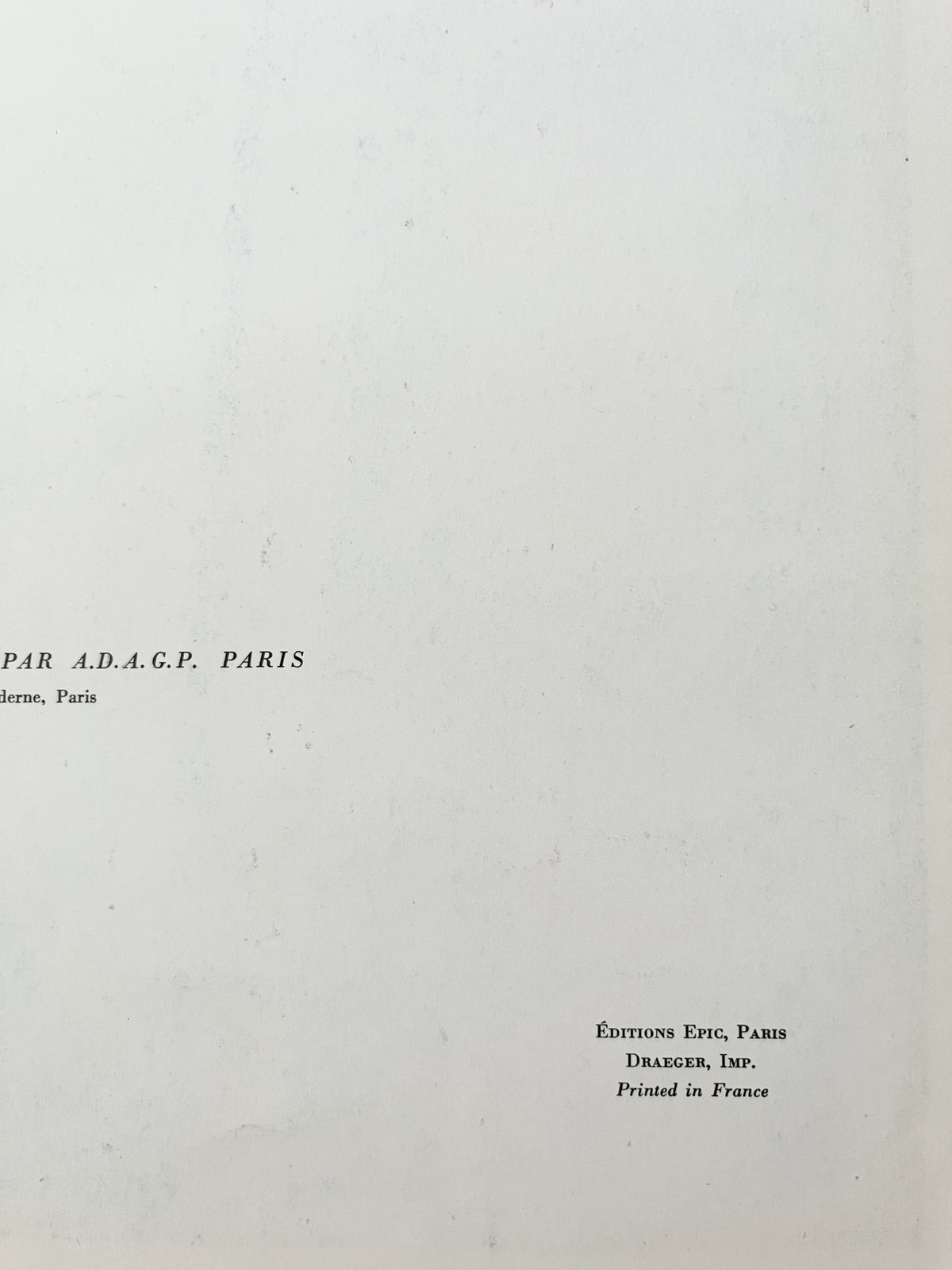 Reverse side of the 1950s Manessier lithograph showing printed text about the artwork, right view