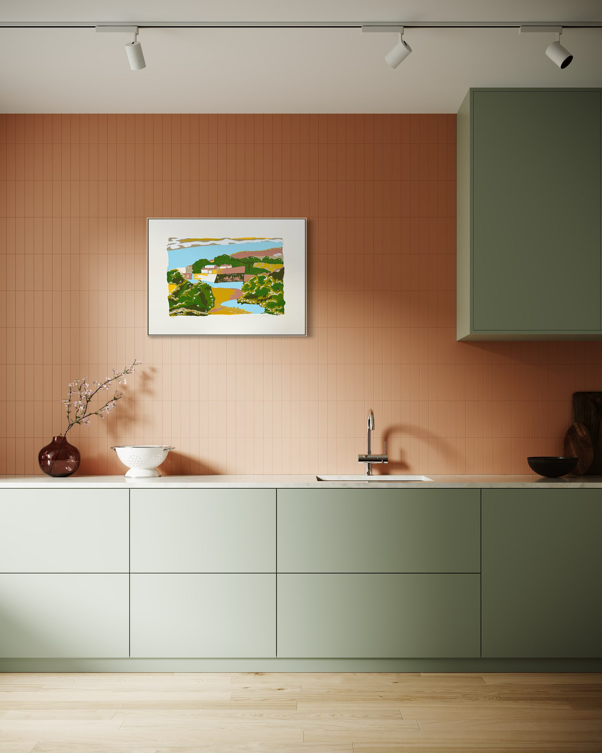1970s Biagio Civale screenprint hanging as vintage wall decor