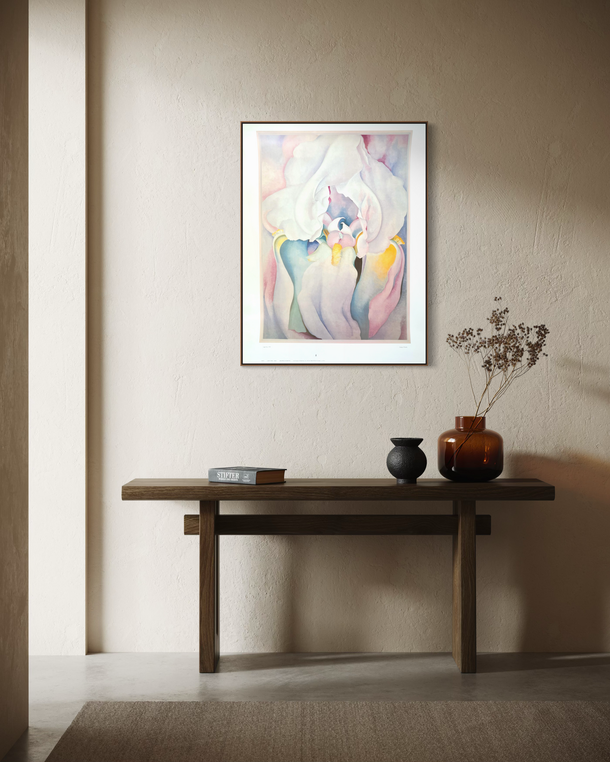 Georgia O'Keeffe Light Iris vintage poster displayed as wall art