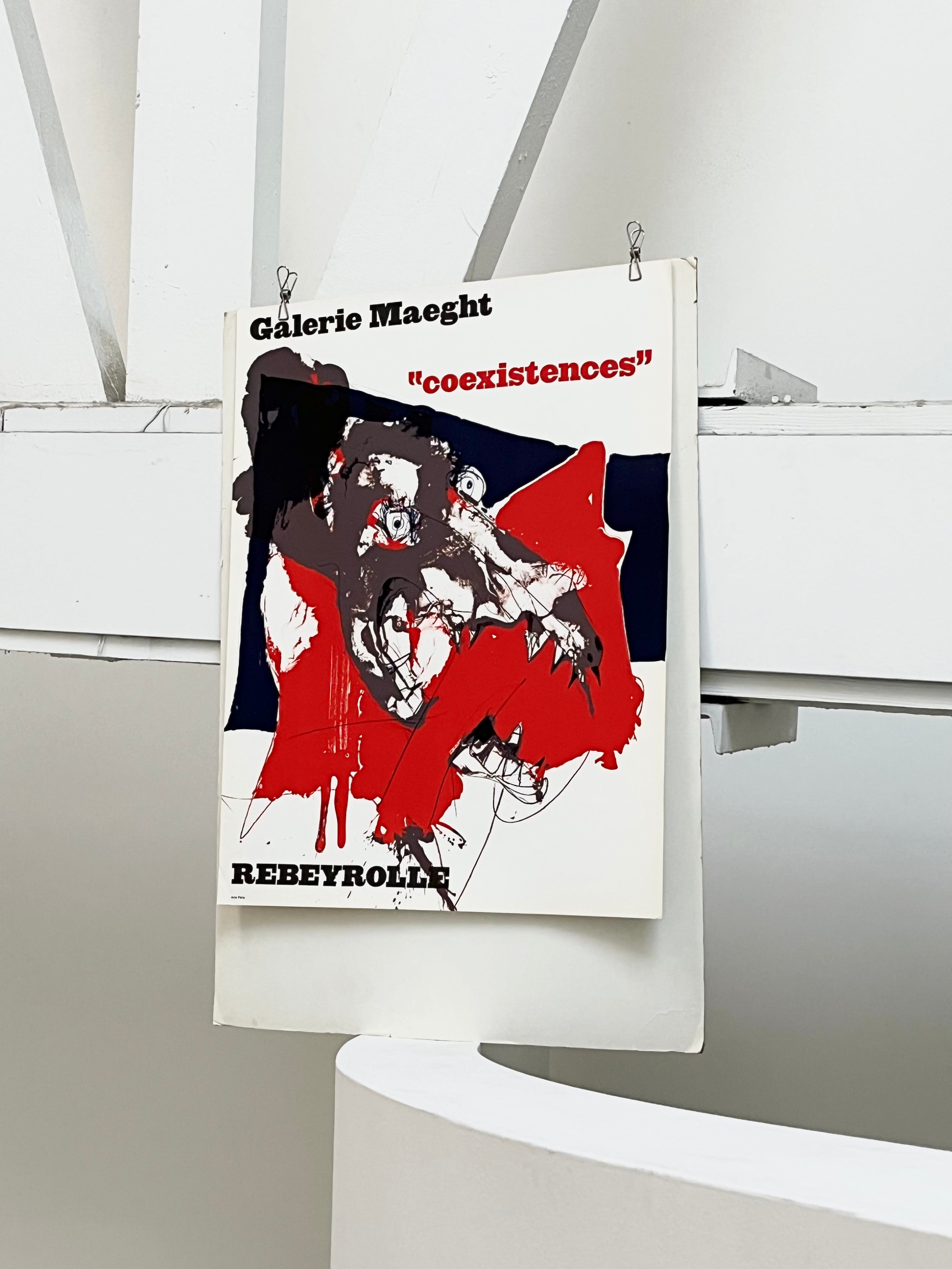 Full front view of the 1970s Paul Rebeyrolle French art exhibition print, 28.4" x 22"