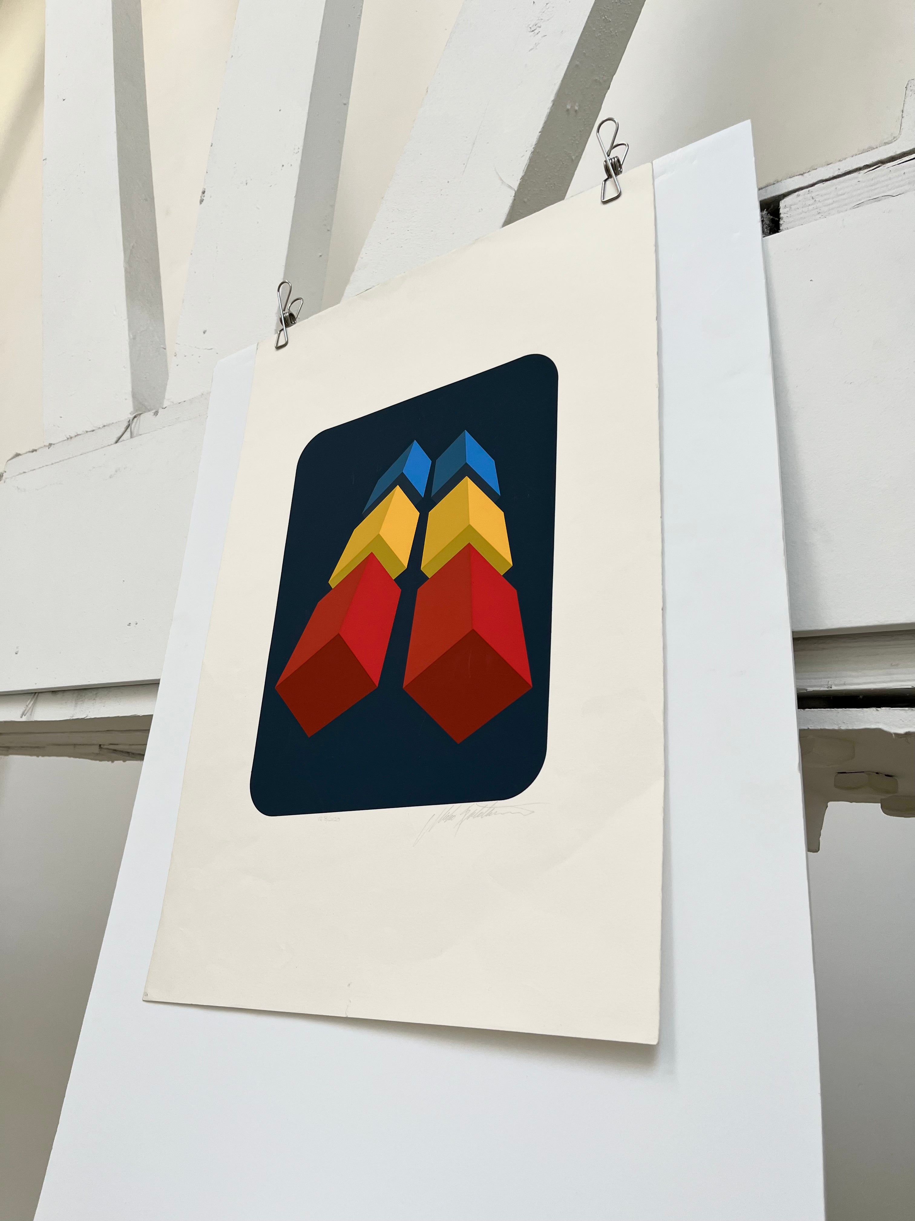 Close-up of Spalatin op art screenprint on matte paper