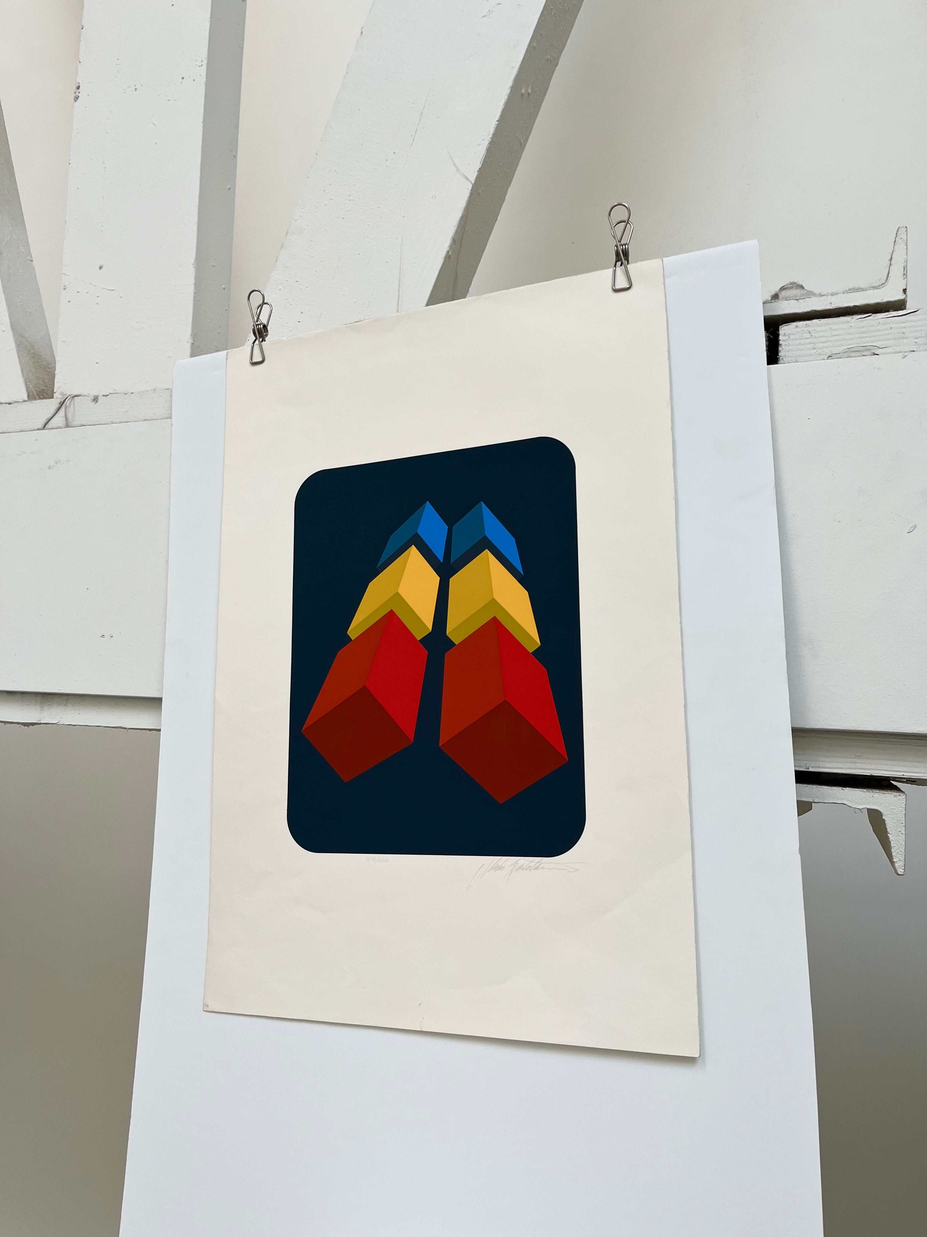 Original 1970s Marko Spalatin signed screenprint, geometric op art print