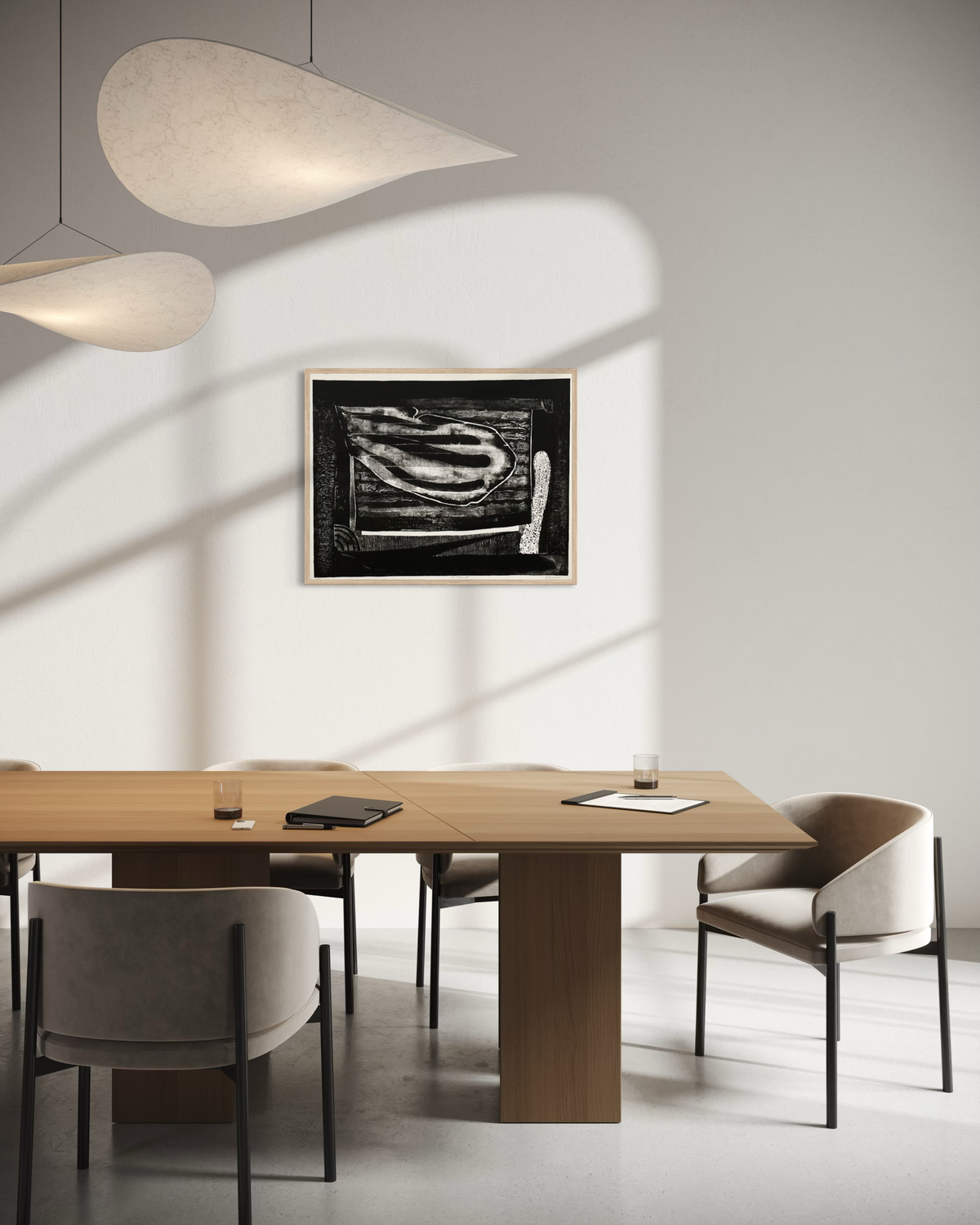 1970s Ron Hinson modernist lithograph in gallery wall arrangement
