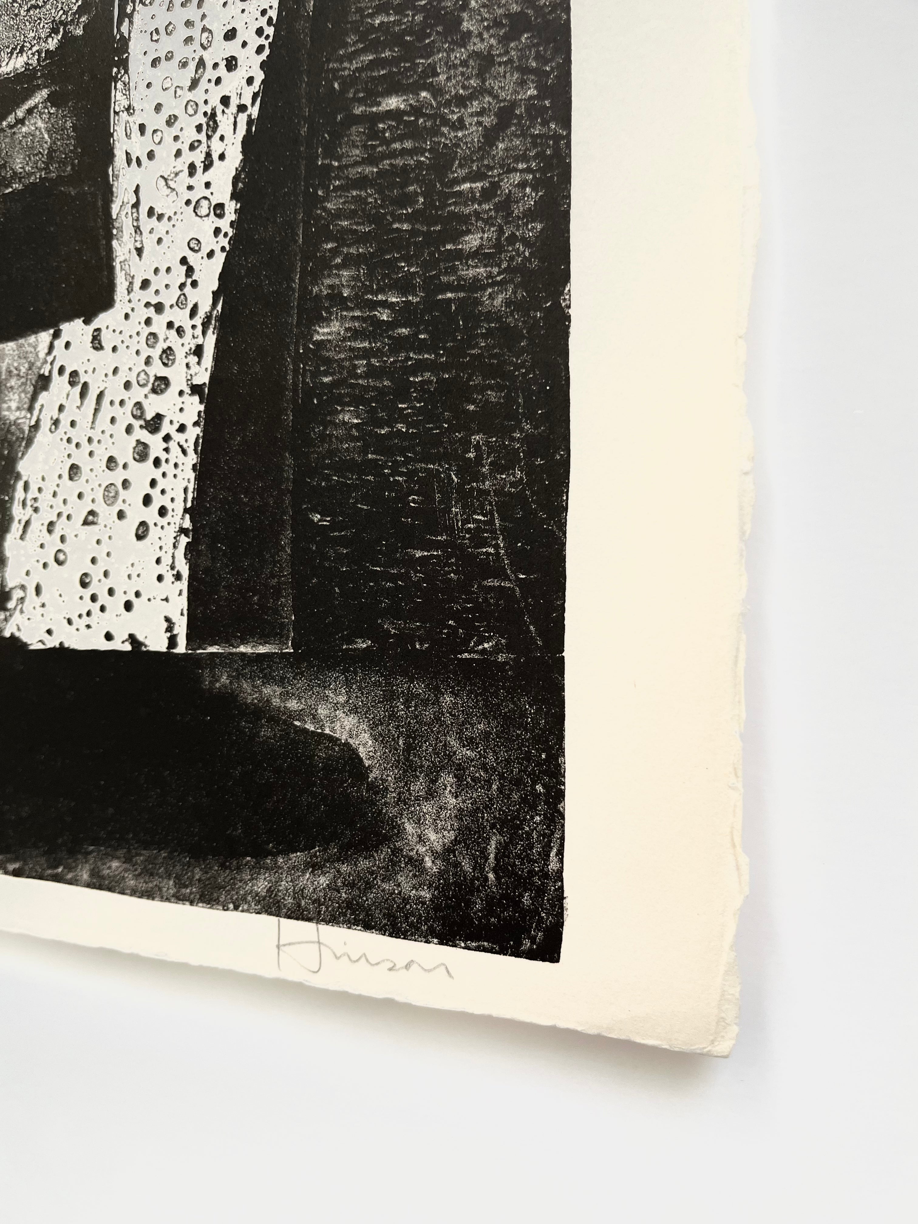 Close-up of "Evil Thrust" signature on lithograph, black ink on matte paper
