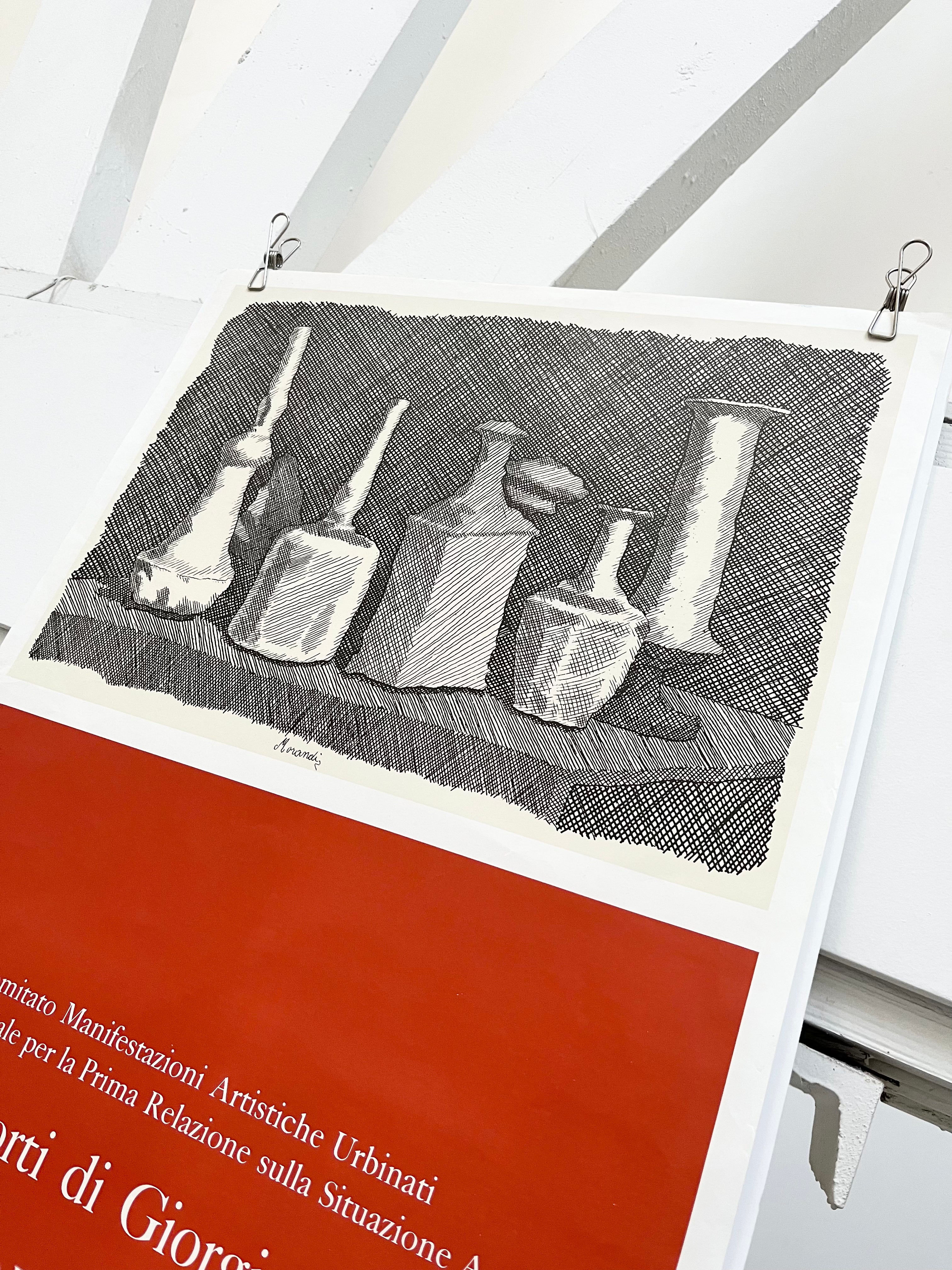 Close-up of the top edge of the 1973 Giorgio Morandi Italian art exhibition print