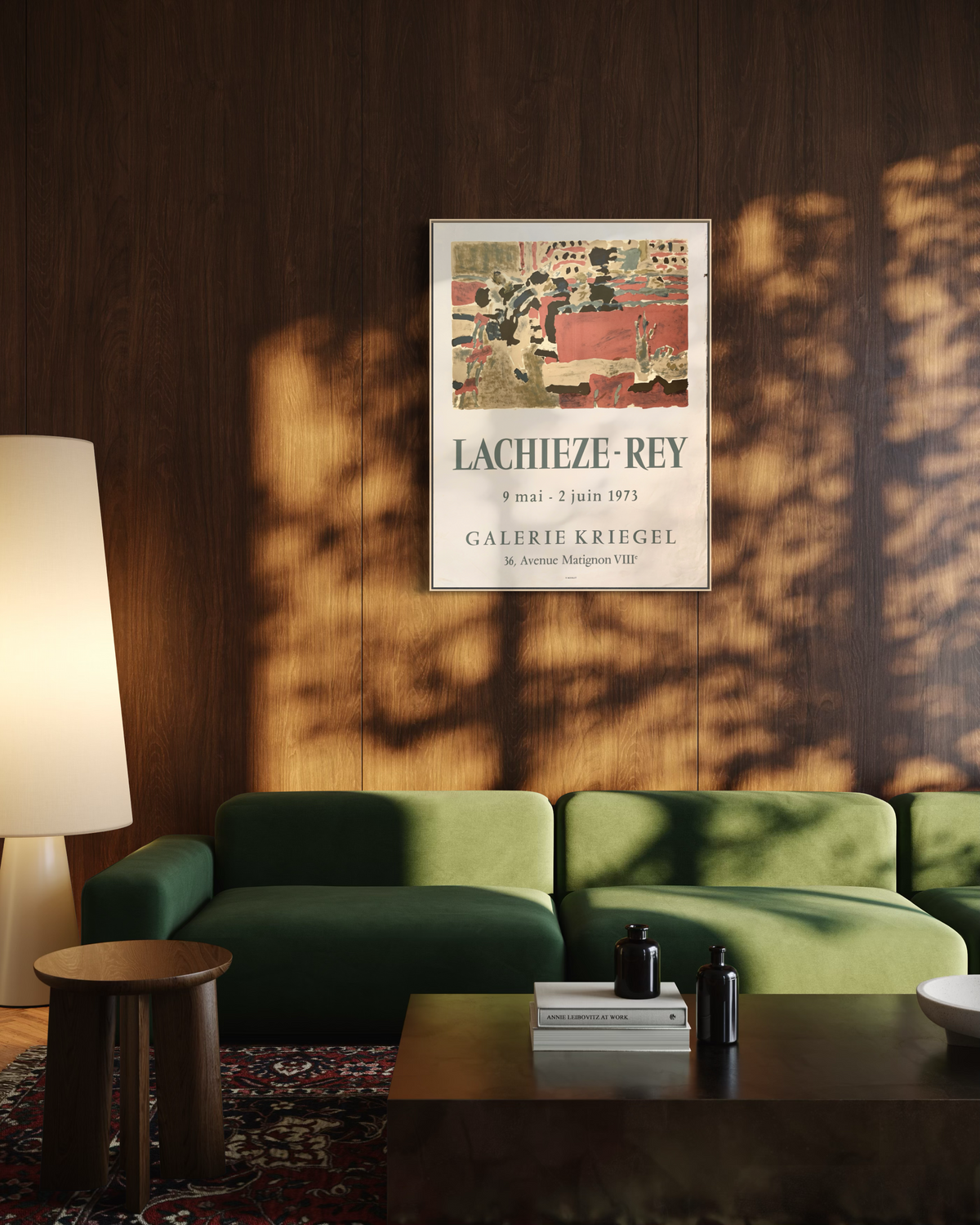 1973 Henri Lachièze-Rey Mourlot lithograph displayed as framed wall art in a home interior