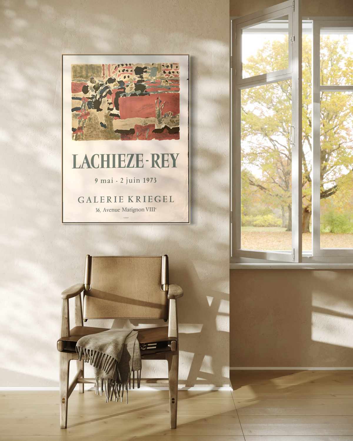 Henri Lachièze-Rey Mourlot lithograph styled as wall art in a living space