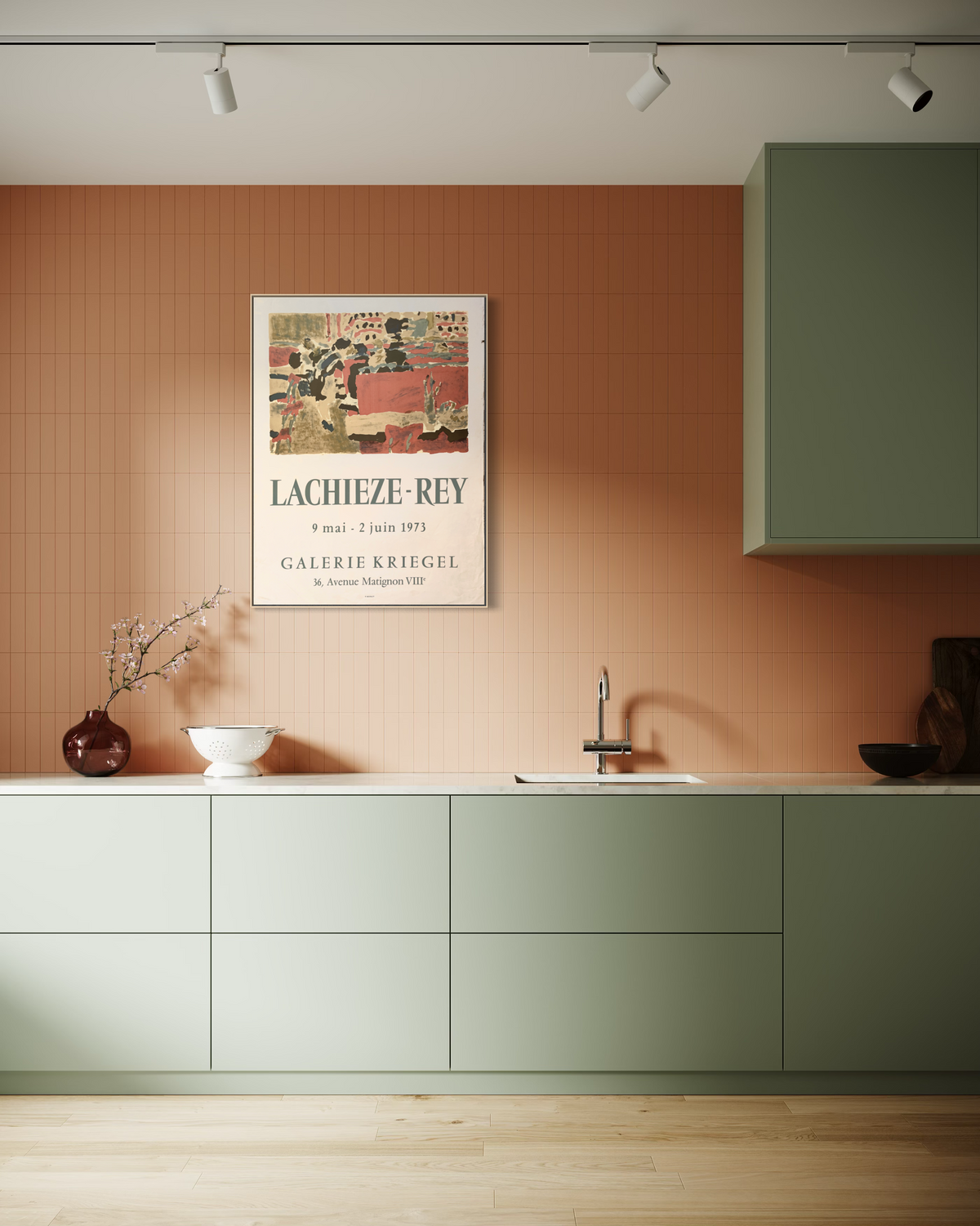 Henri Lachièze-Rey French Mourlot lithograph displayed in a framed room mockup