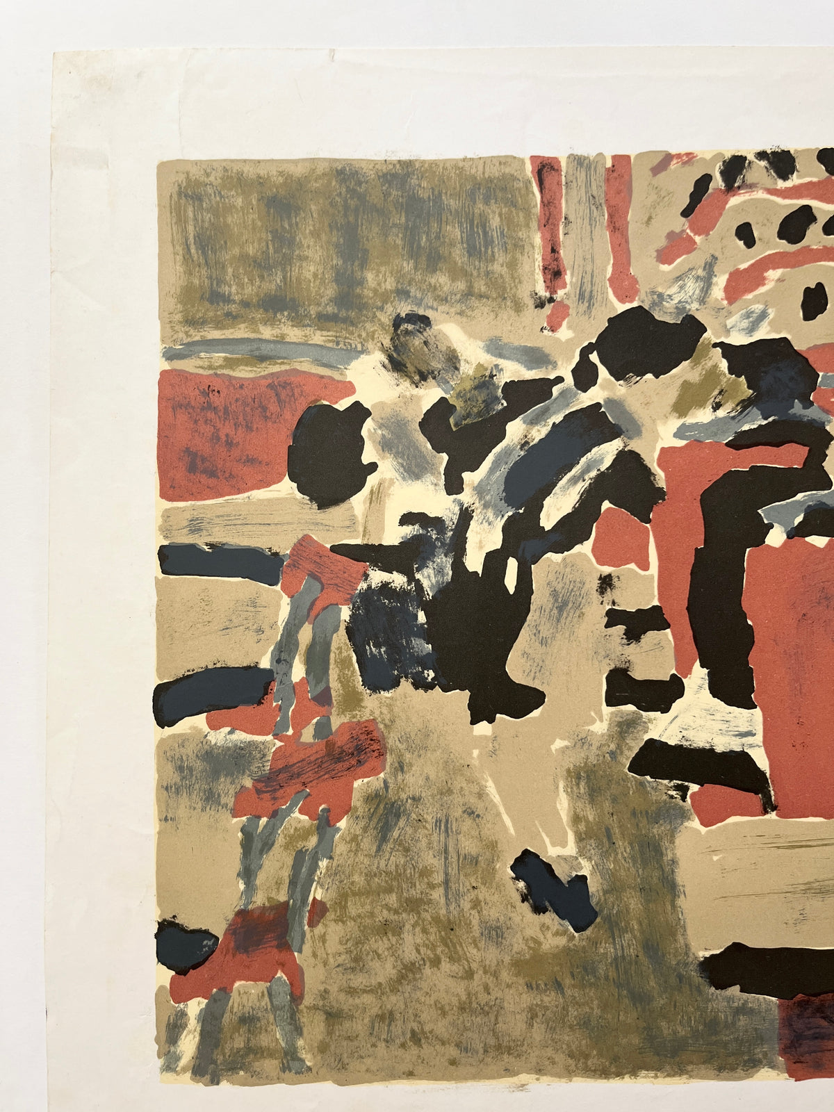 Close-up of top left corner of Henri Lachièze-Rey's 1973 Mourlot exhibition lithograph