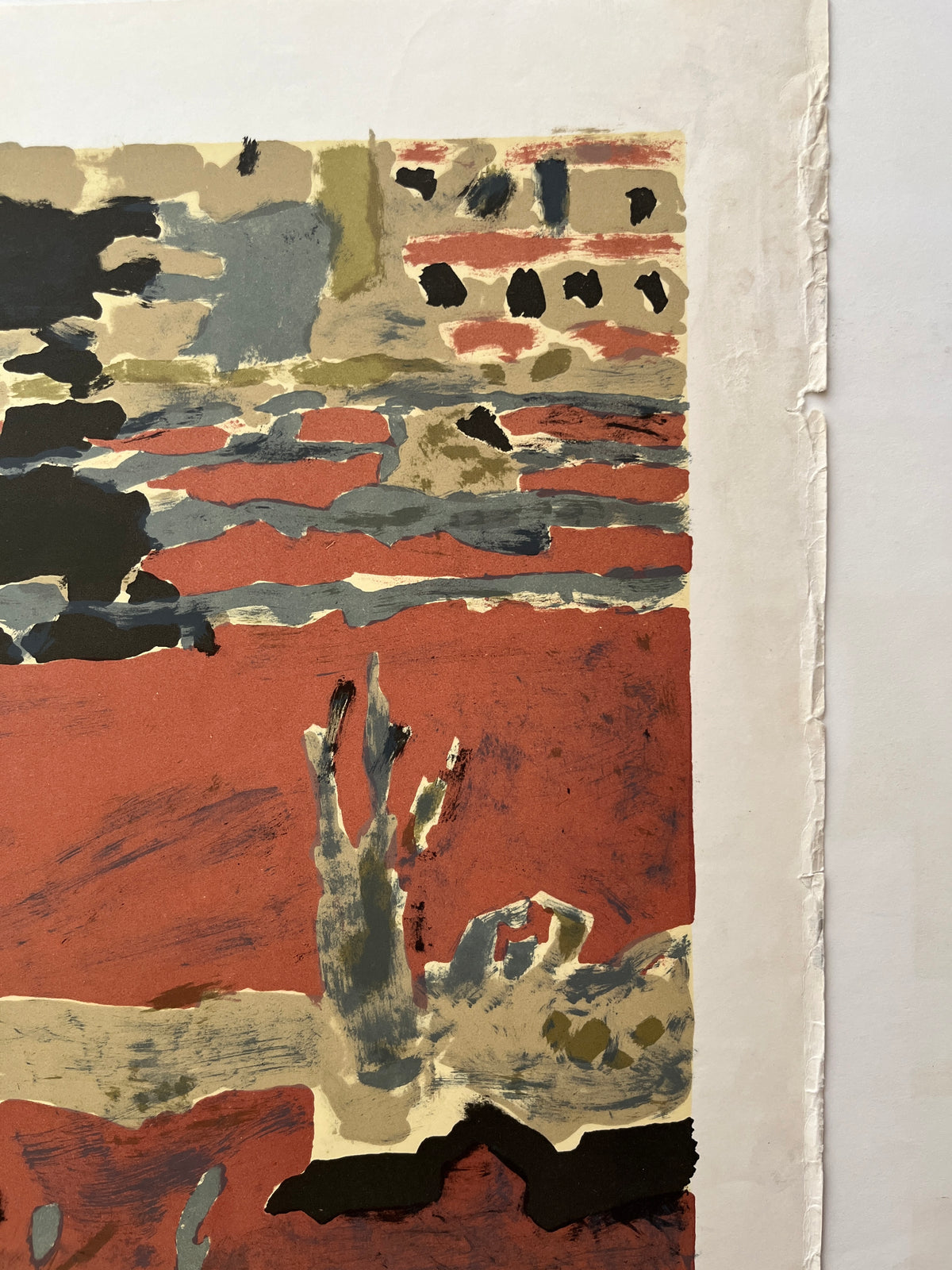 Close-up of top right corner of Henri Lachièze-Rey's 1973 Mourlot exhibition lithograph