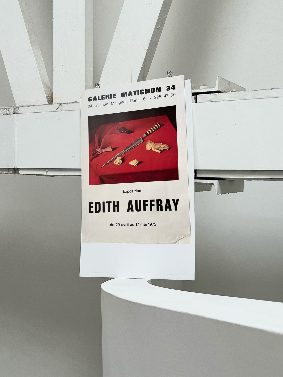 Full view of the 1975 Edith Auffray French art exhibition lithograph, unframed art print