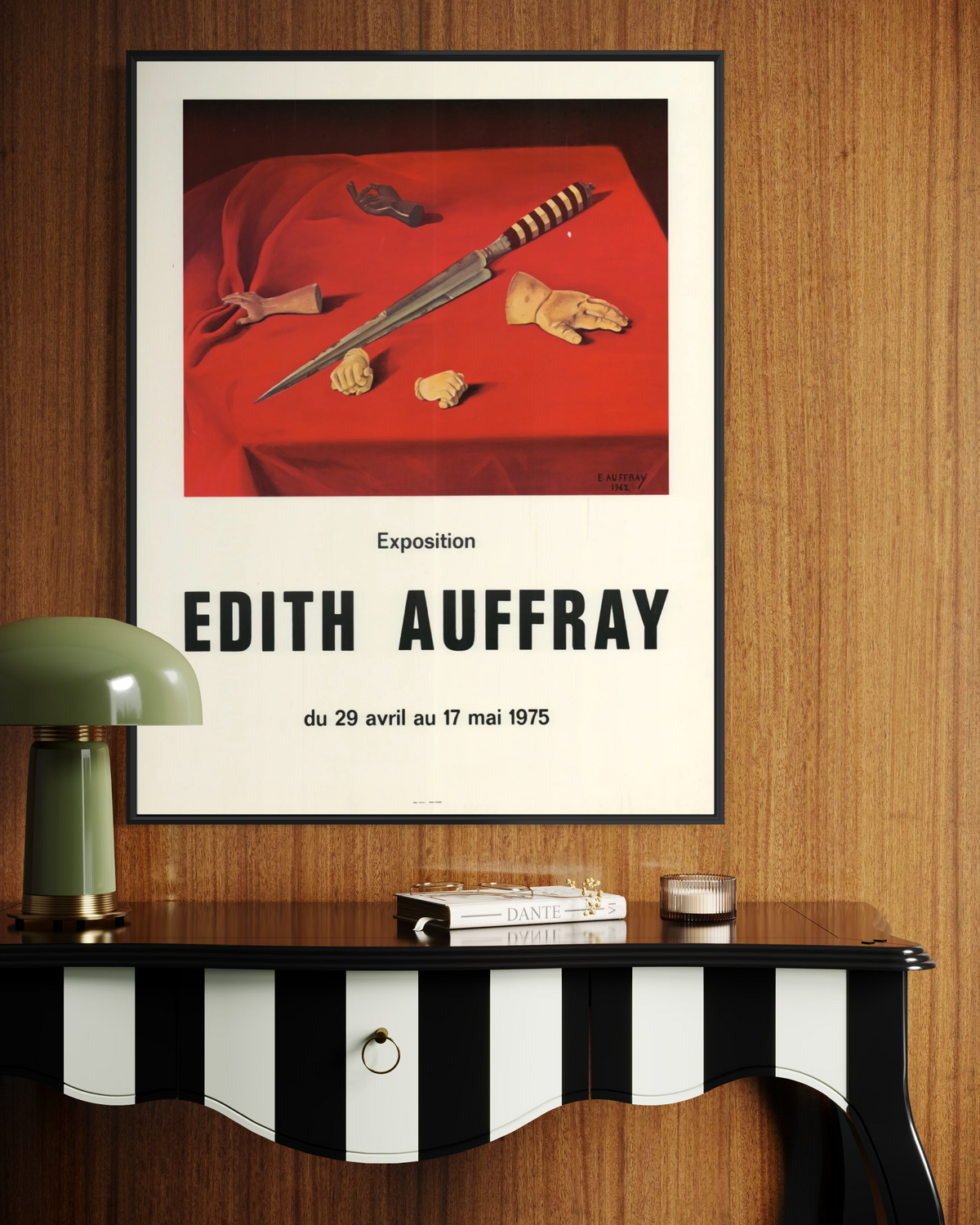 1975 Edith Auffray exhibition lithograph displayed as wall art in a home interior