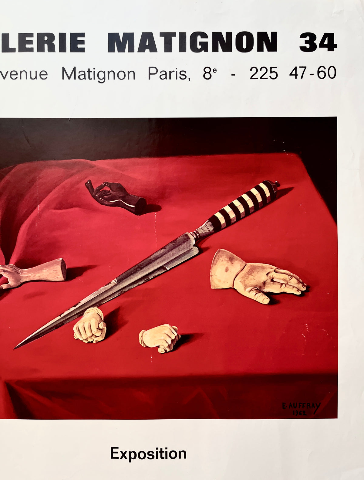Detail of the top right corner of the 1975 Edith Auffray exhibition lithograph