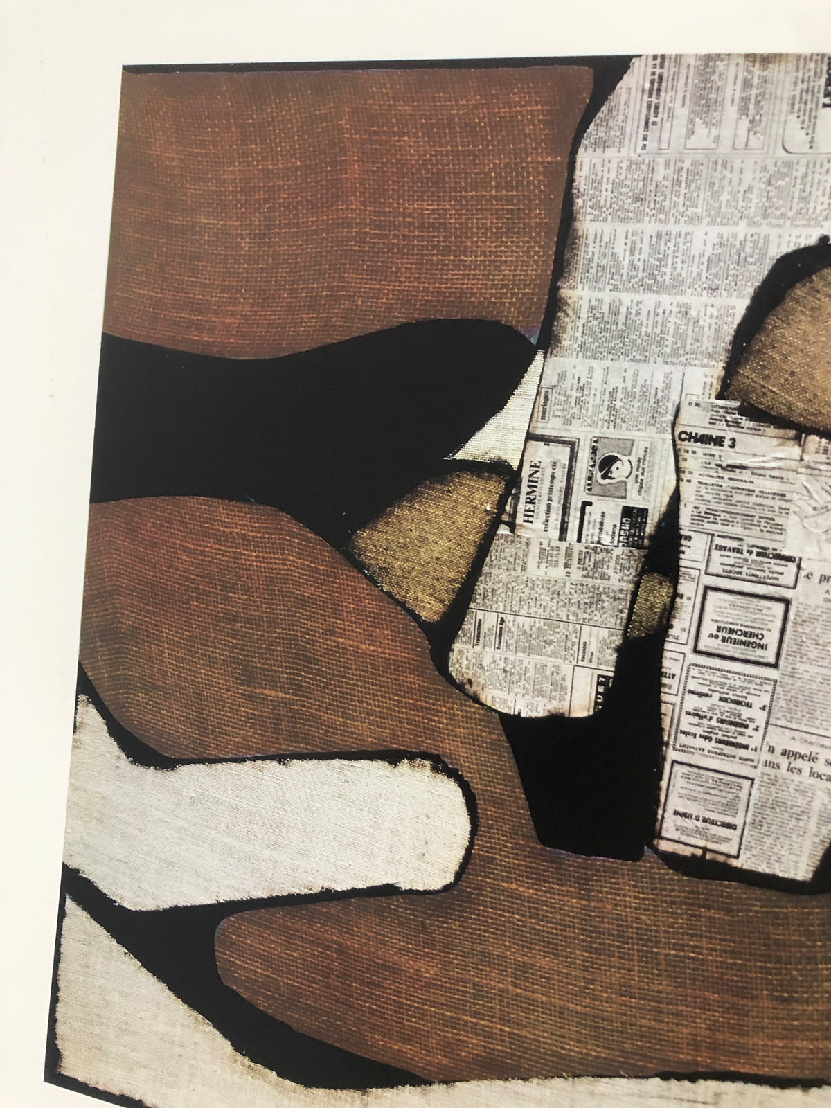 Detail of Conrad Marca-Relli's abstract collage imagery on a 1976 Spanish art exhibition print