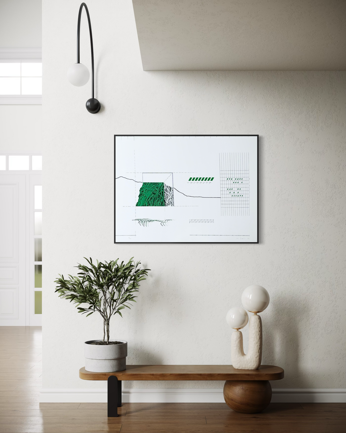 The Alessandra Bonelli lithograph displayed in a home setting