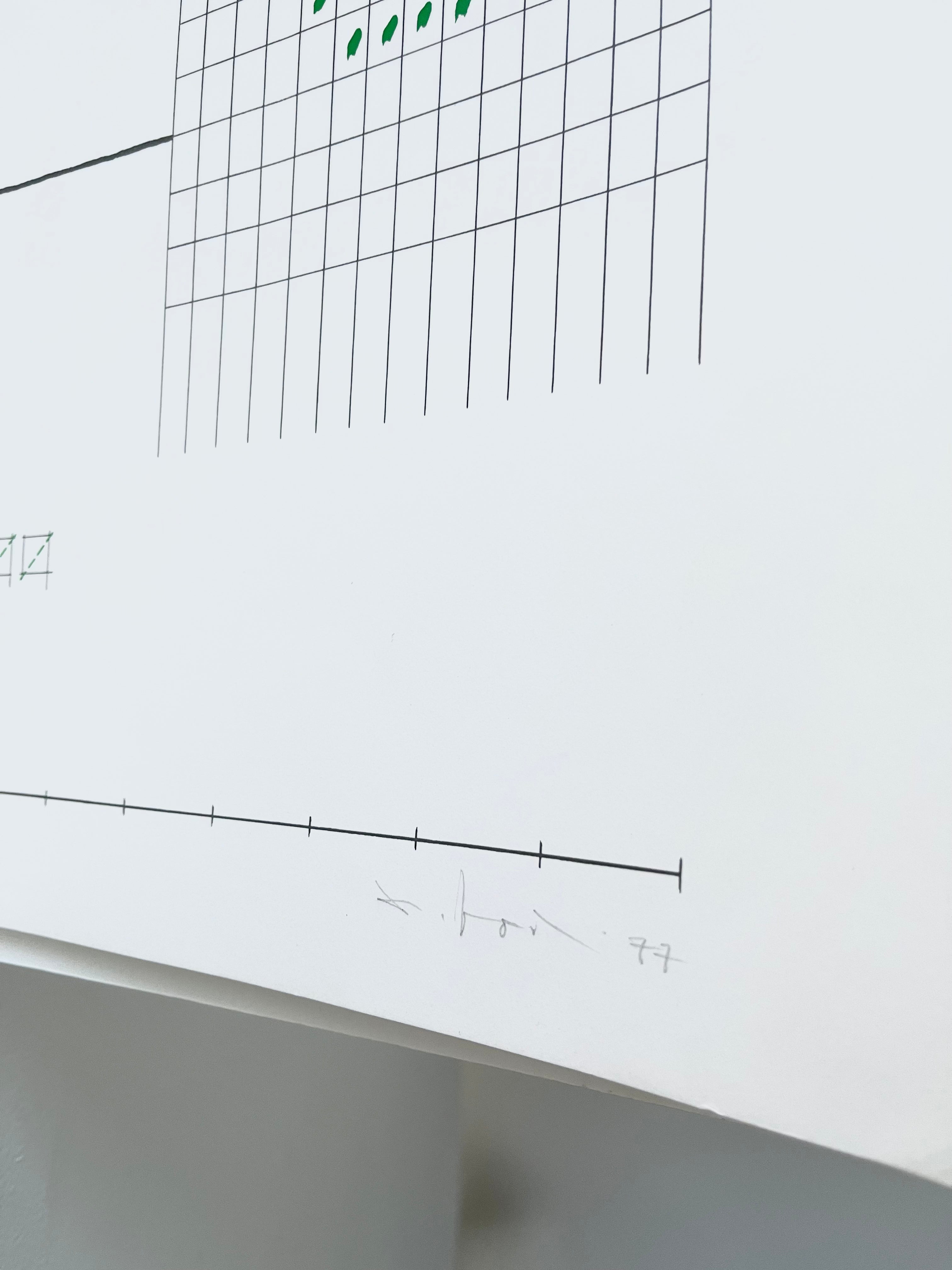 Close-up of the artist’s hand signature on the lithograph