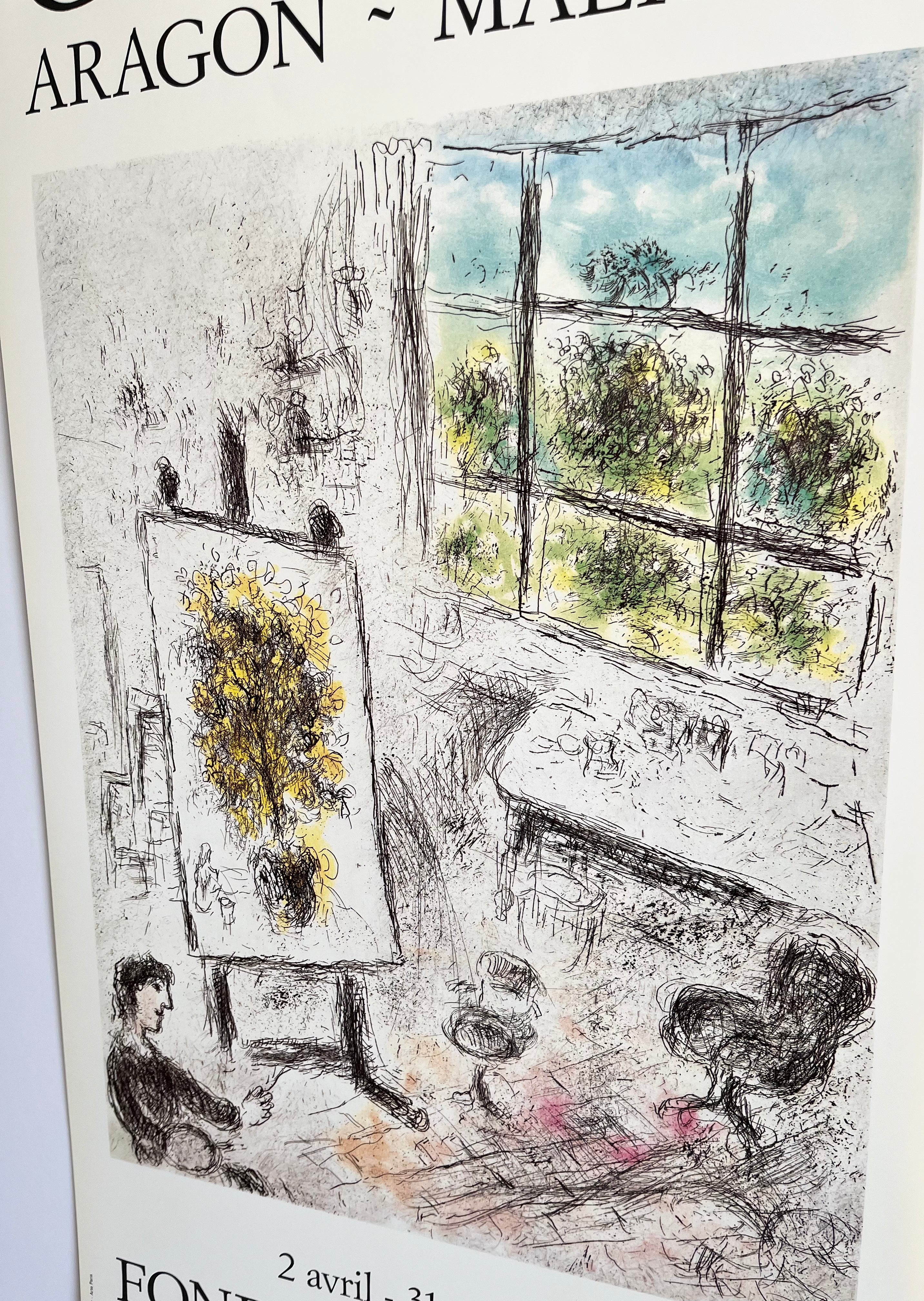 Close-up of the 1977 Marc Chagall exhibition poster showing illustration and typography detail