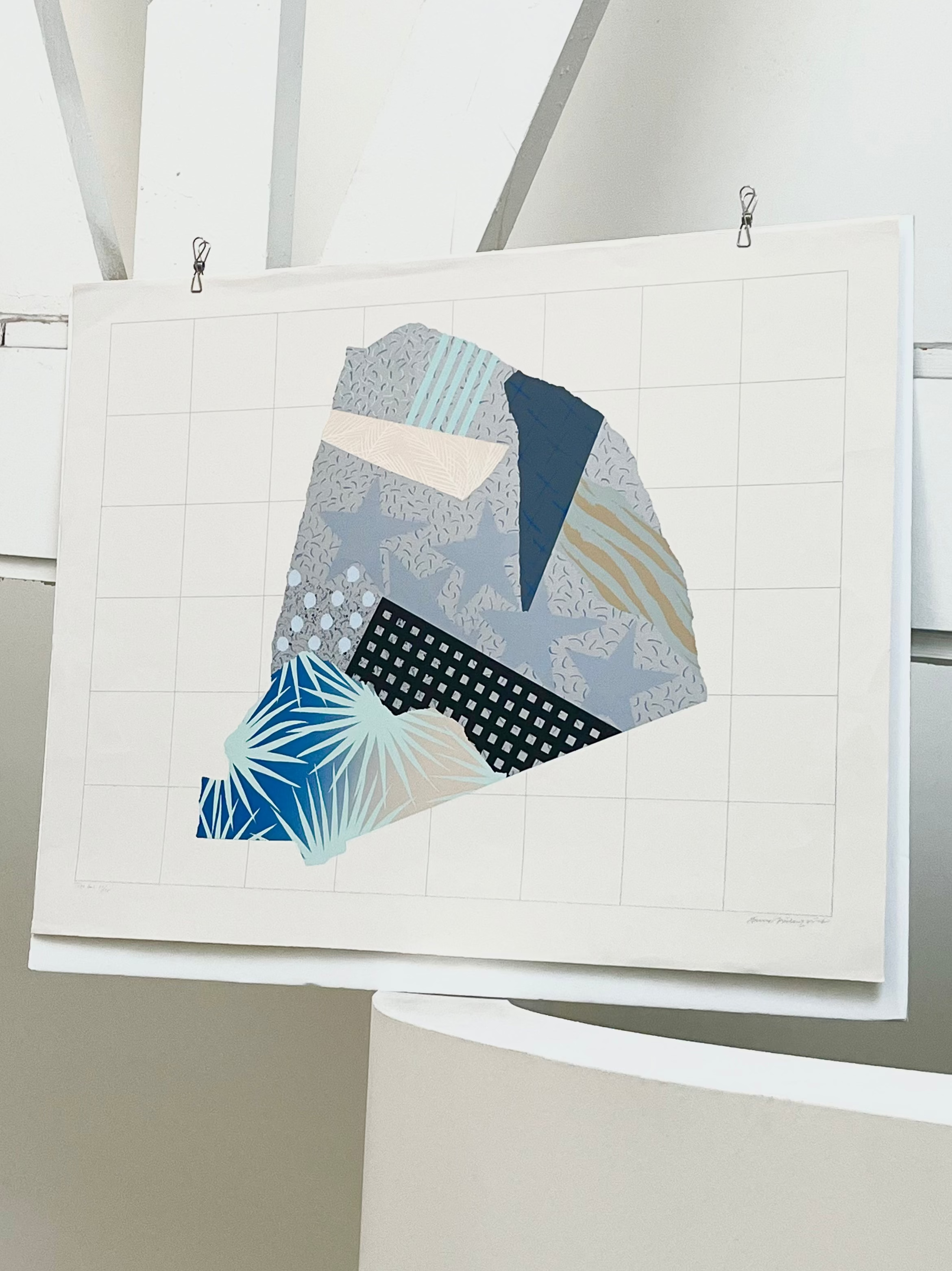 1980s Rune Söderqvist metallic signed lithograph “Take One” full view vintage art print