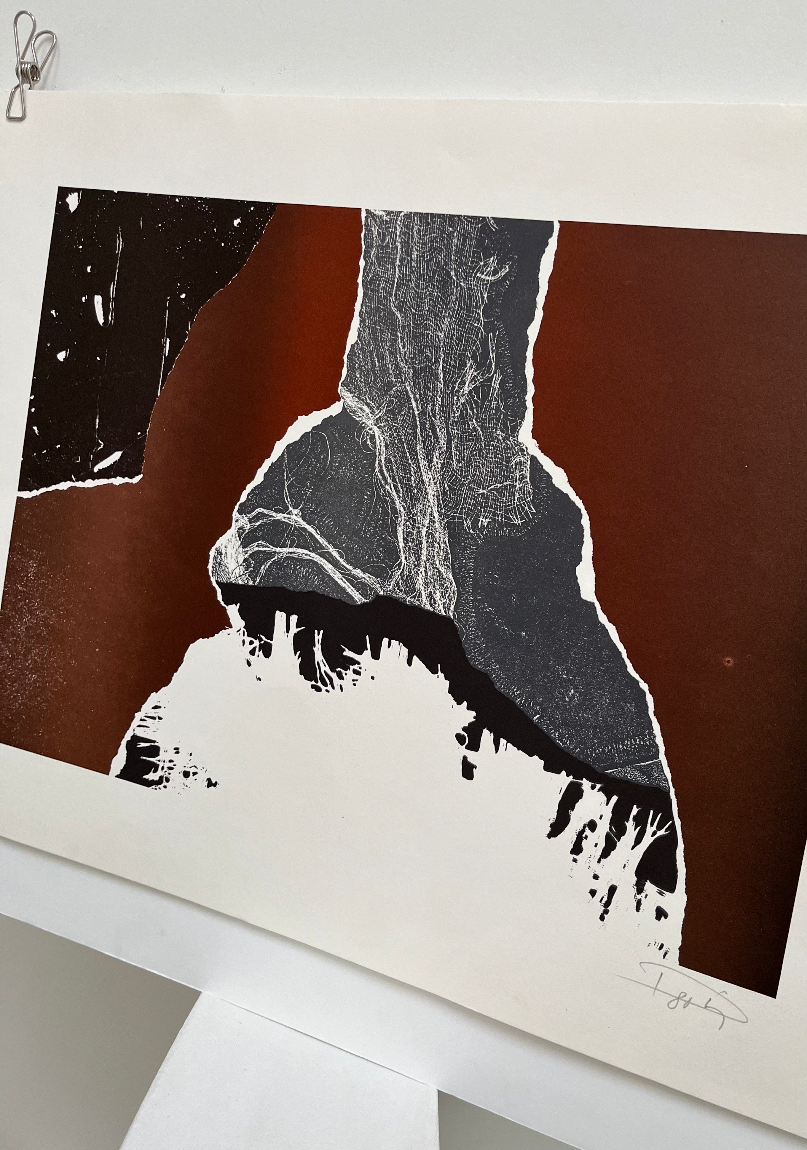 Detail of signed and numbered Laszlo Dus lithograph, 1981 Hungarian-American artist print