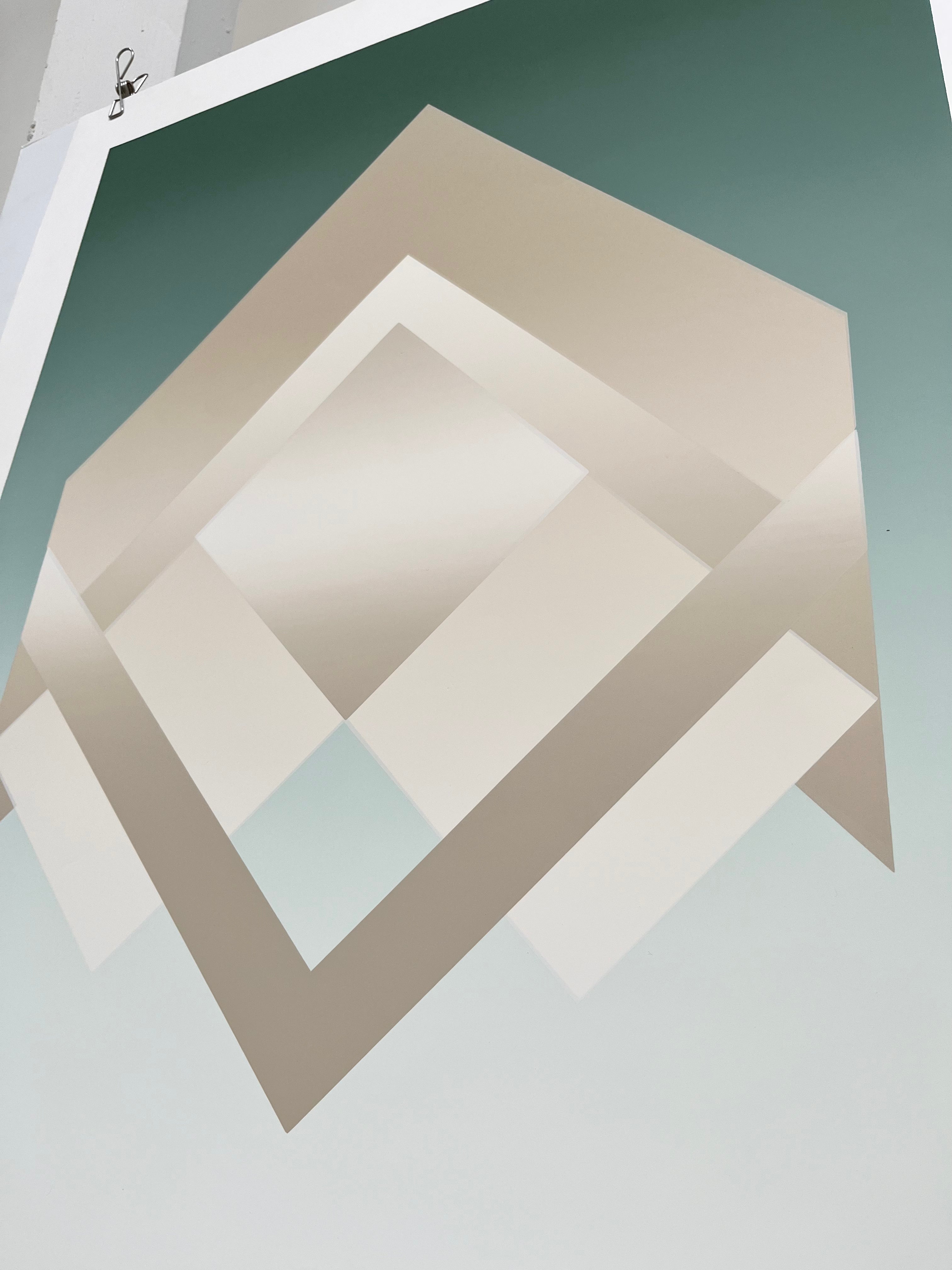 Close-up of geometric pattern and soft color gradations in David Allgood's 1982 'Arrow' vintage screenprint