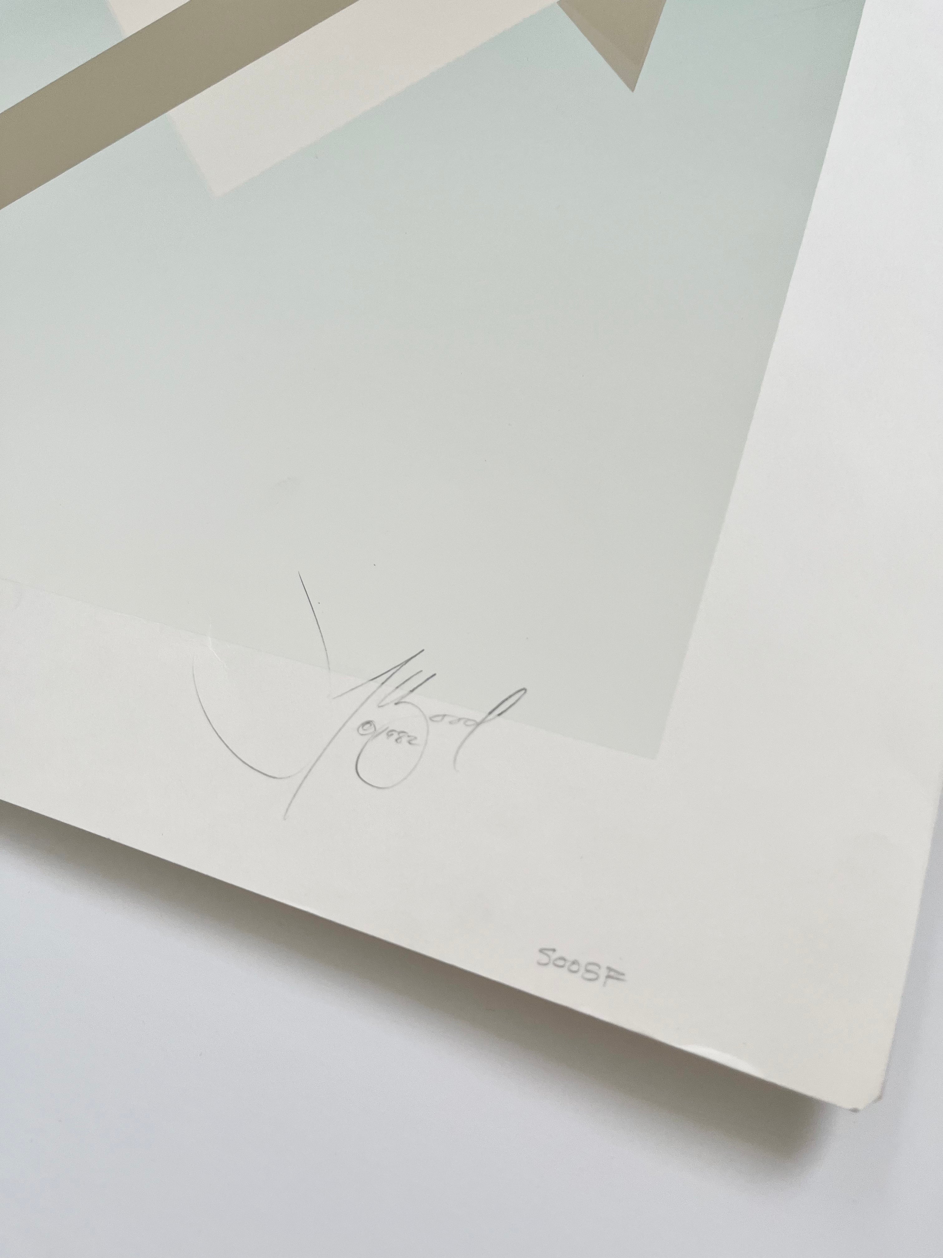 David Allgood hand signature and 'Arrow' title in pencil on 1982 original screenprint