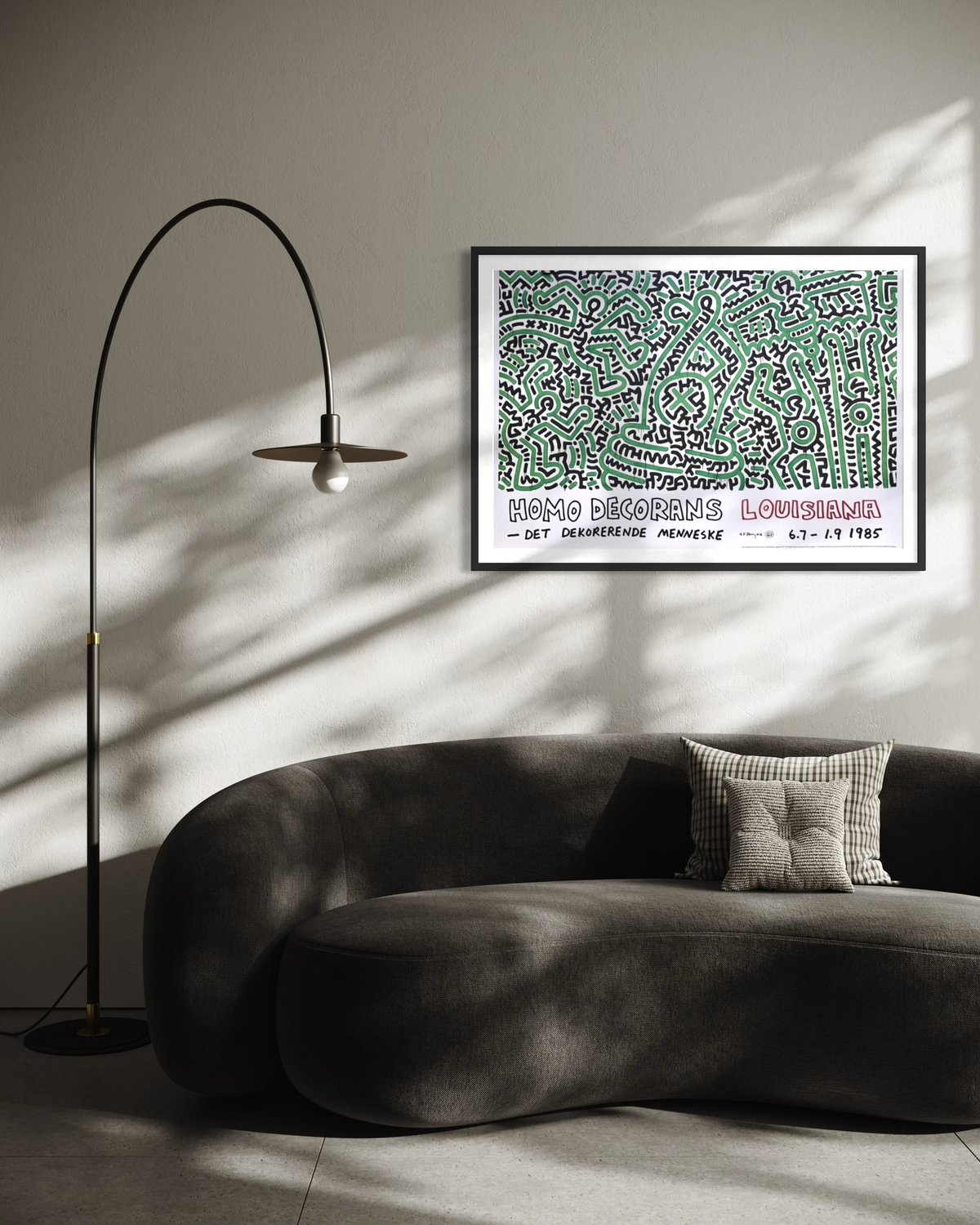 1982 Keith Haring Art Exhibition Poster. 1982 Keith Haring Danish Museum Exhibition Print in home lounge room