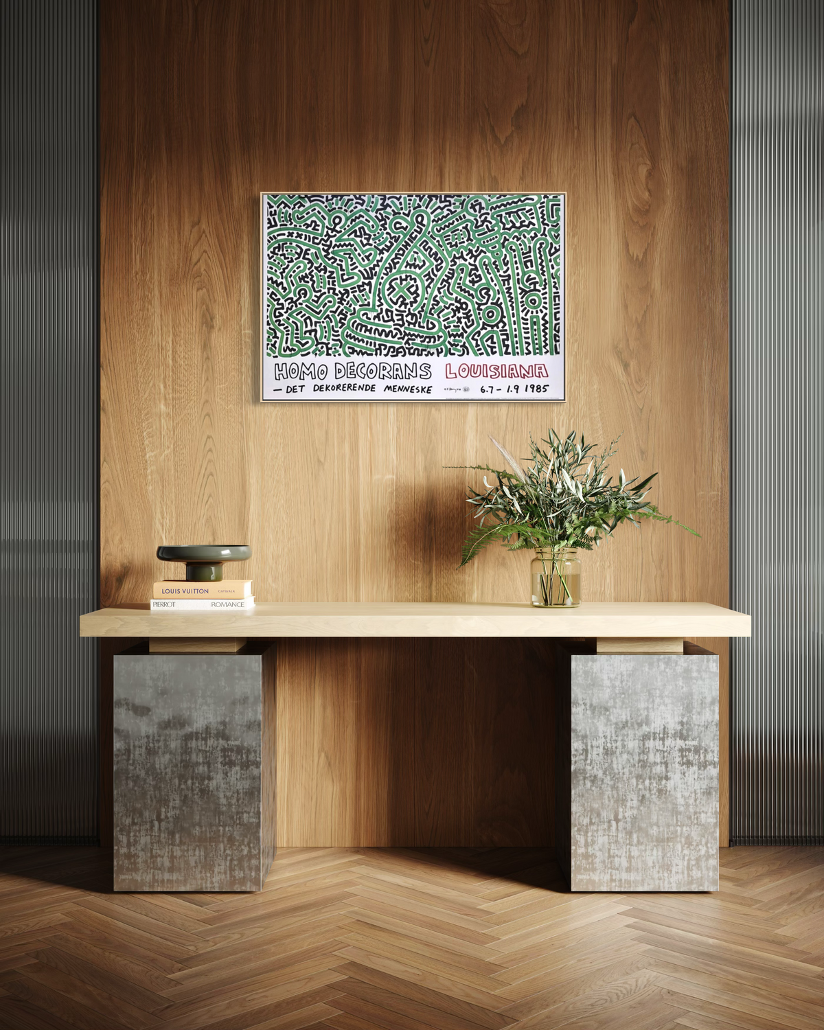 1982 Keith Haring Art Exhibition Poster. 1982 Keith Haring Danish Museum Exhibition Print. 