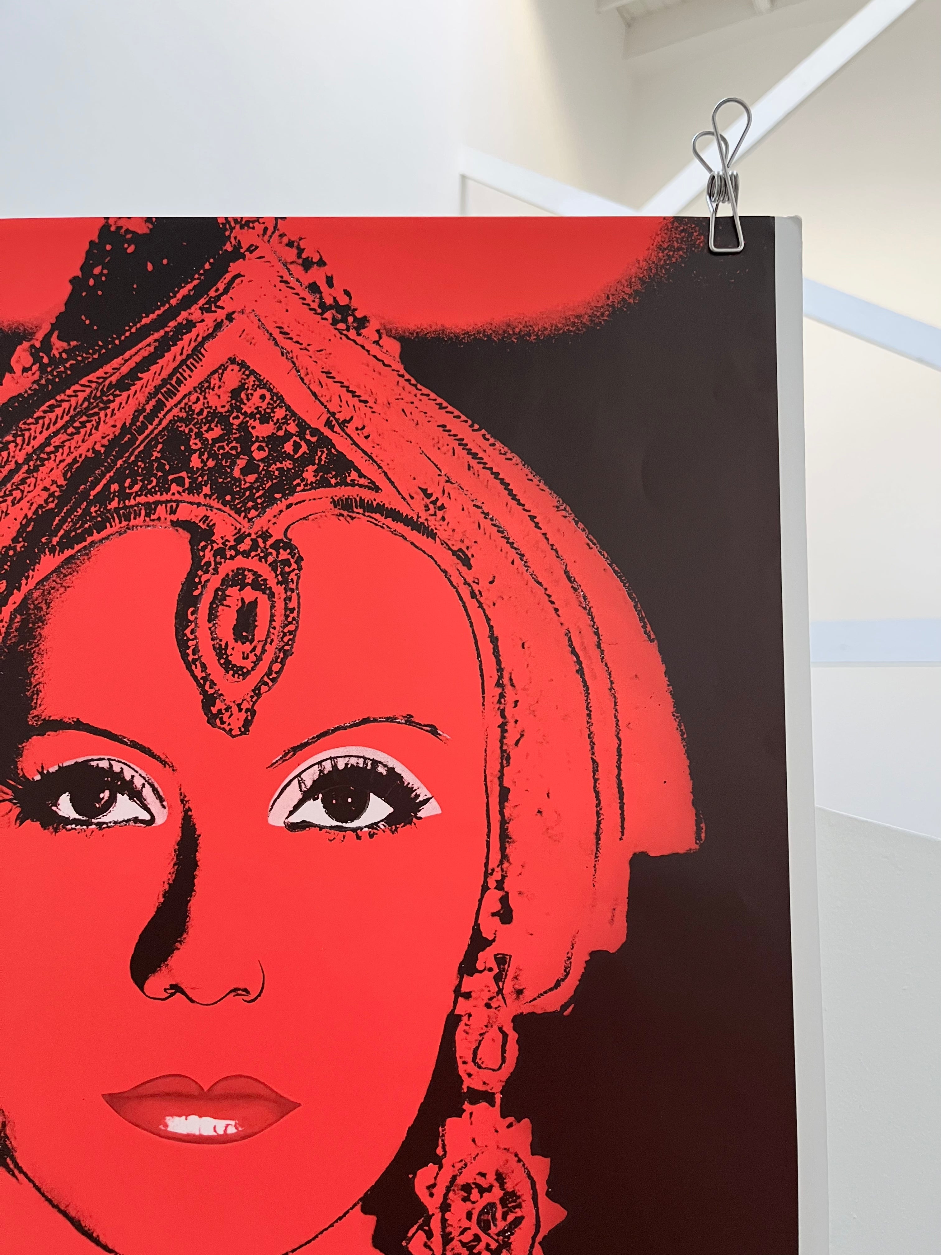 Close-up of the top right corner of the 1983 Andy Warhol Italian exhibition print showing paper texture and print detail