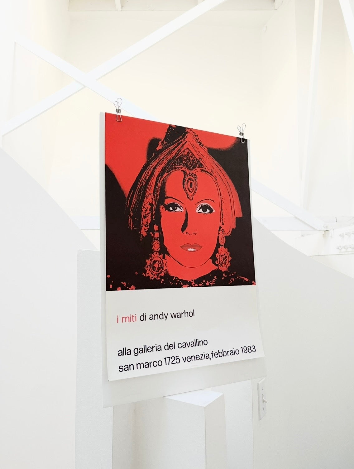 1983 Andy Warhol Italian art exhibition print, full view, black red and white design on vertical matte paper