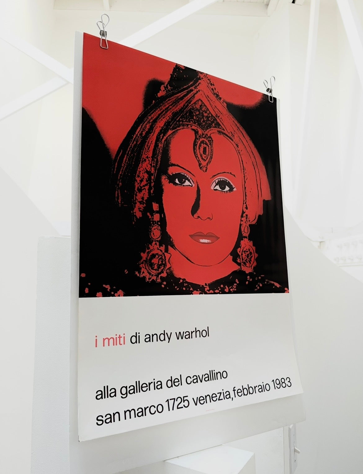 Side view of the 1983 Andy Warhol Italian art exhibition print showing paper thickness and condition