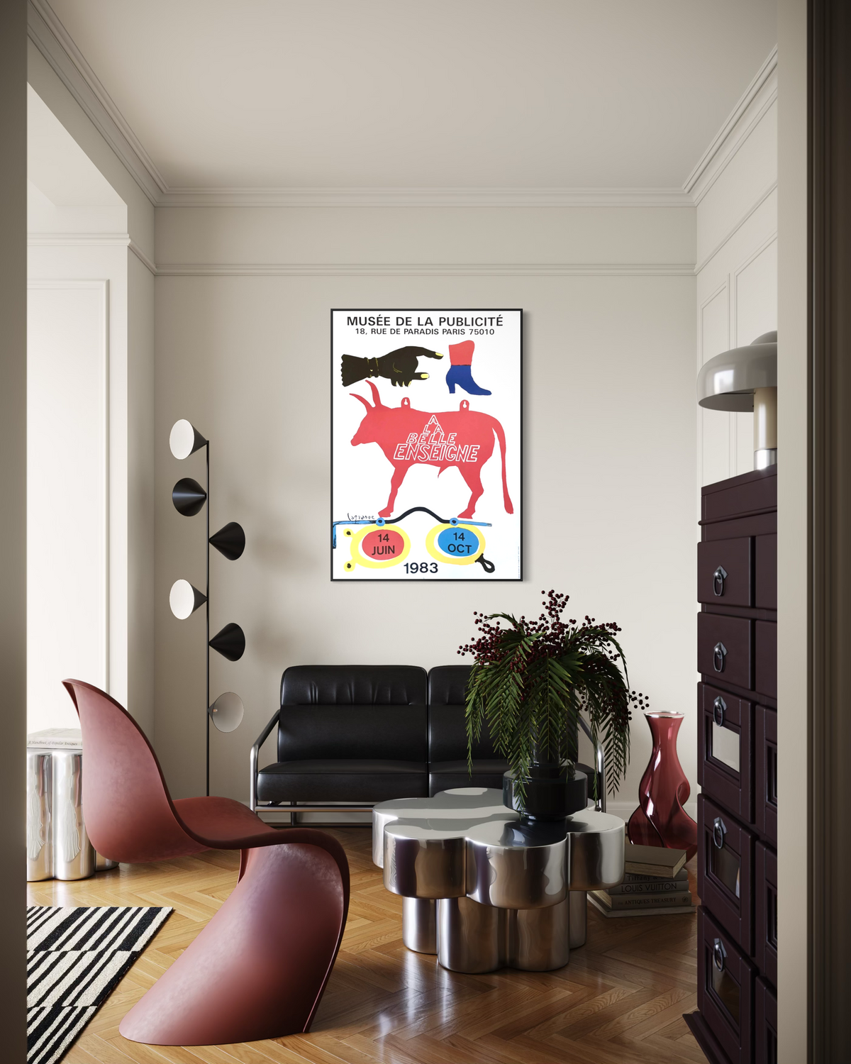 1983 Jacques Lagrange French Art Exhibition Lithograph Home Mockup of Design