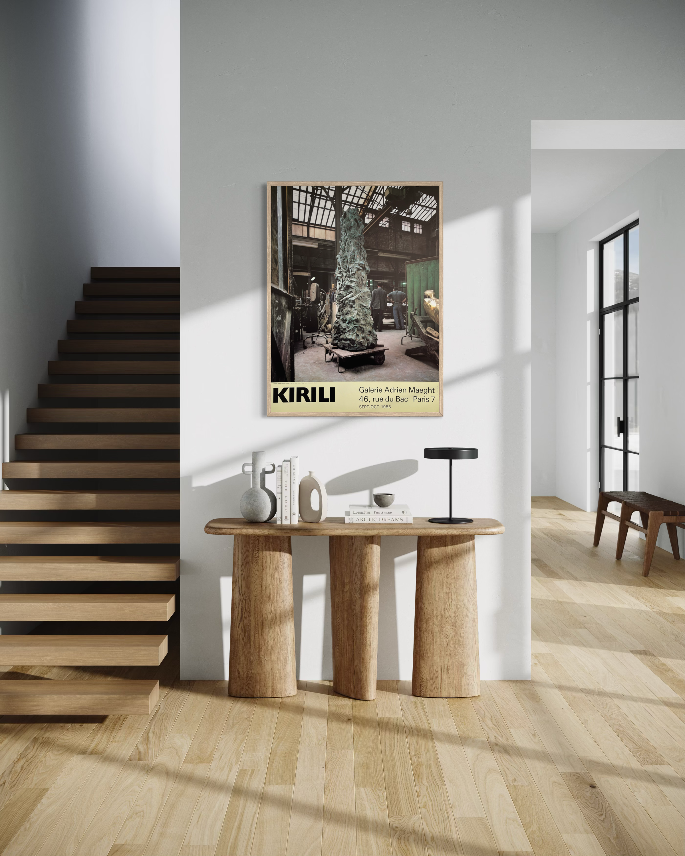 1985 Alain Kirili exhibition poster displayed as vintage French wall art