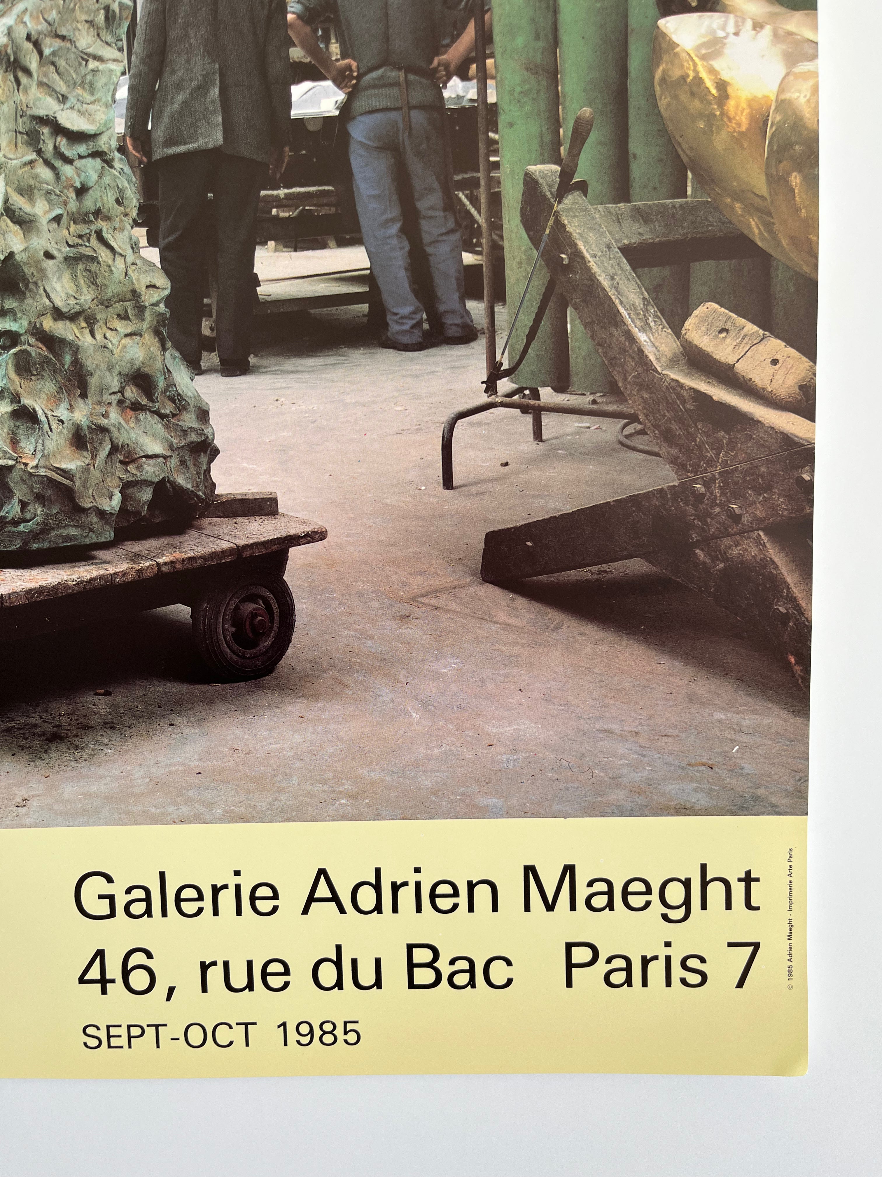 Close-up detail of 1985 Alain Kirili poster, Galerie Adrien Maeght typography