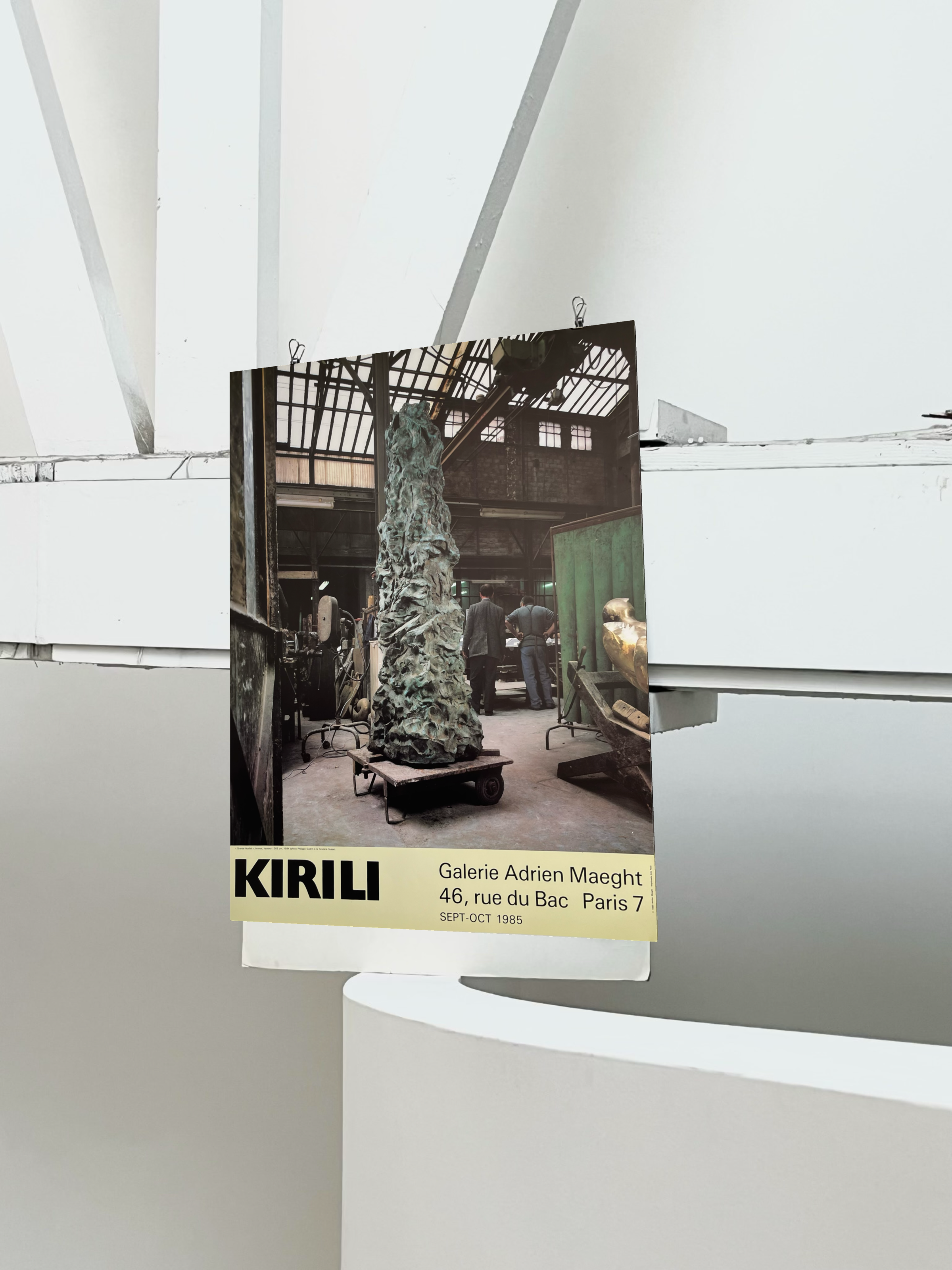 Original Alain Kirili art exhibition poster, abstract bronze sculpture photography