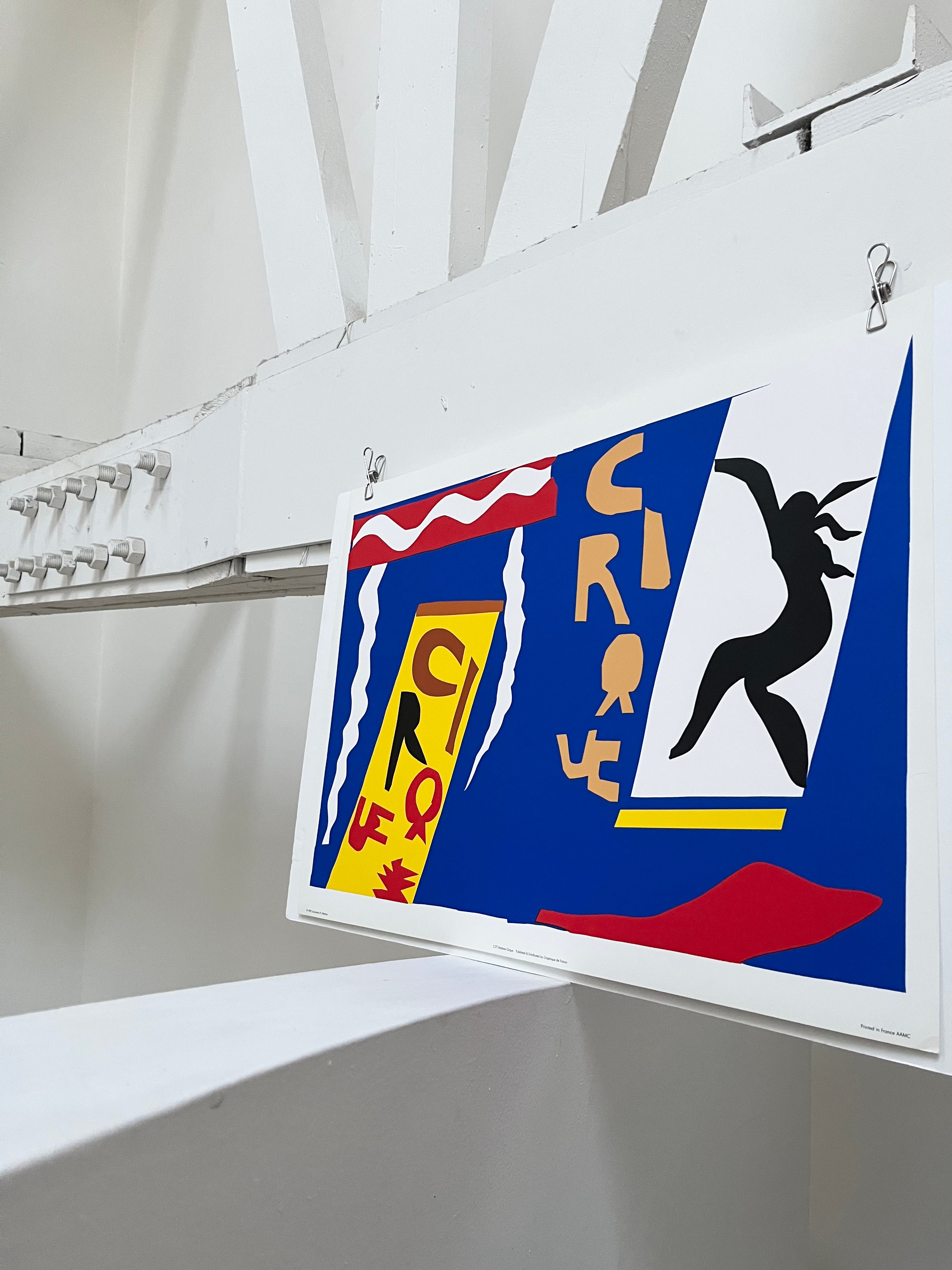 Detail of Matisse screenprint paper texture and edge, French reproduction print side view