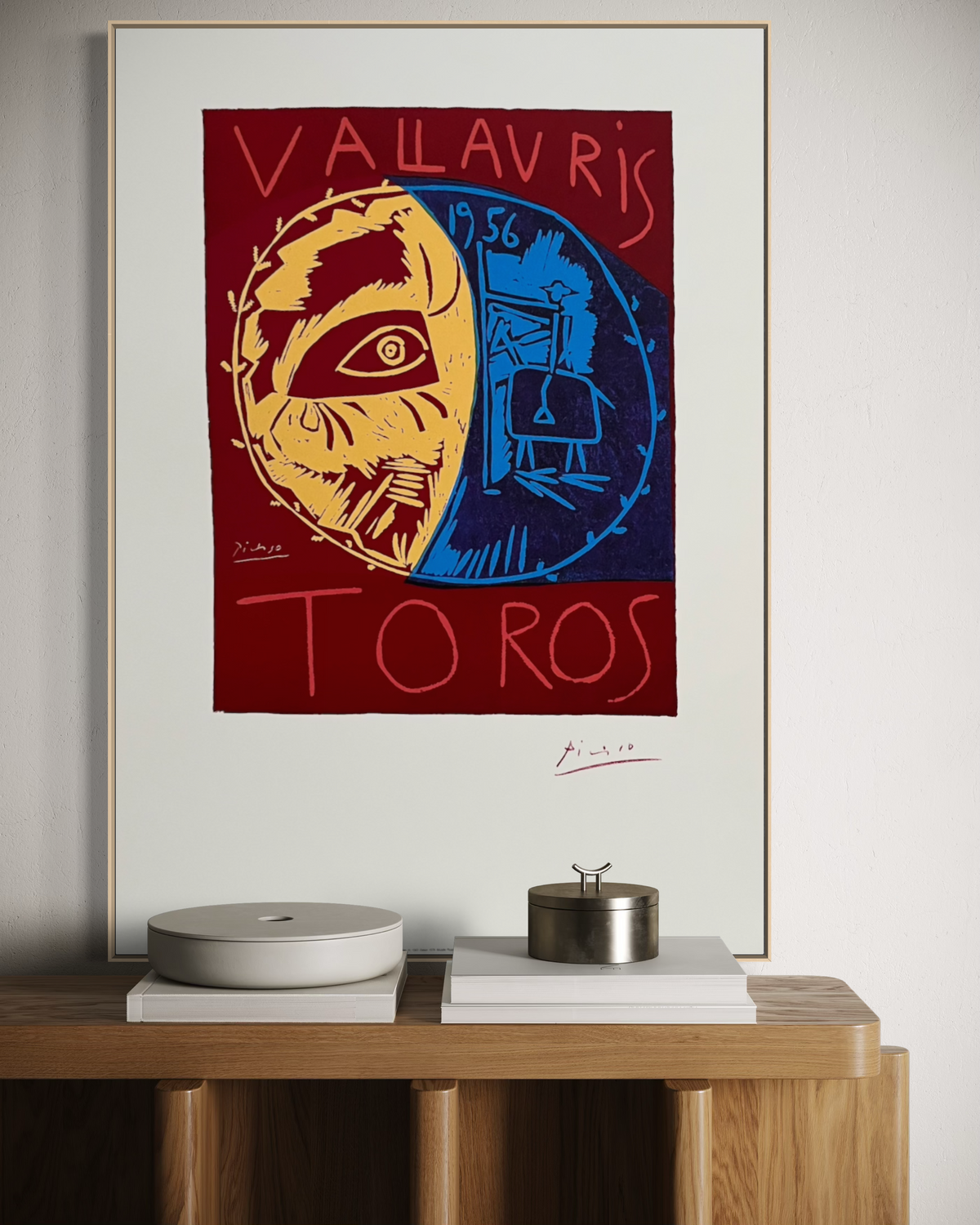 1993 Pablo Picasso French lithograph displayed as wall art in a home setting