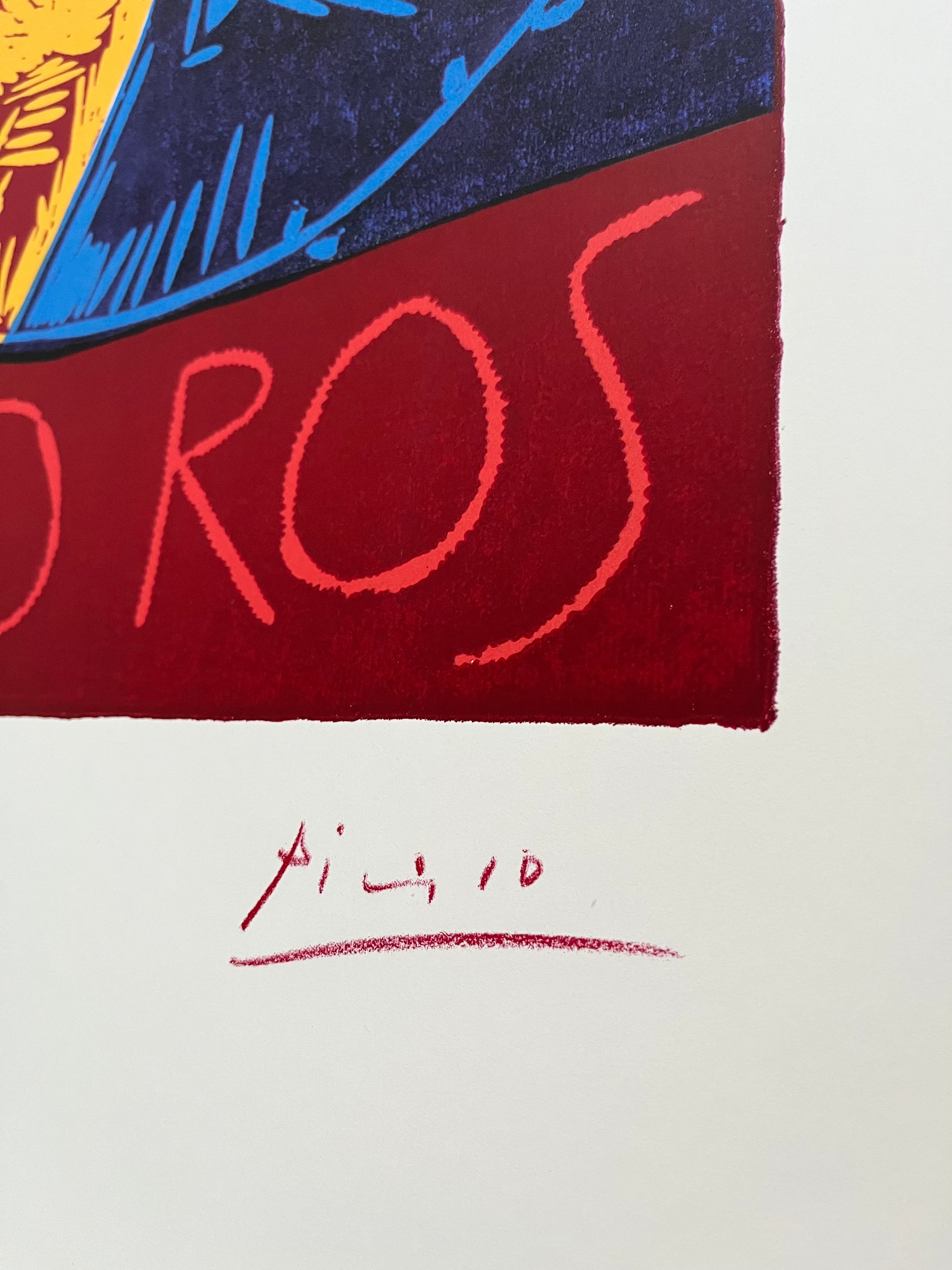 Close-up of Pablo Picasso's printed signature on the 1993 French lithograph