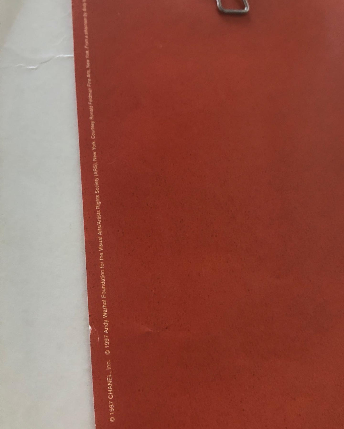 Printed production details on the 1997 Andy Warhol Chanel poster