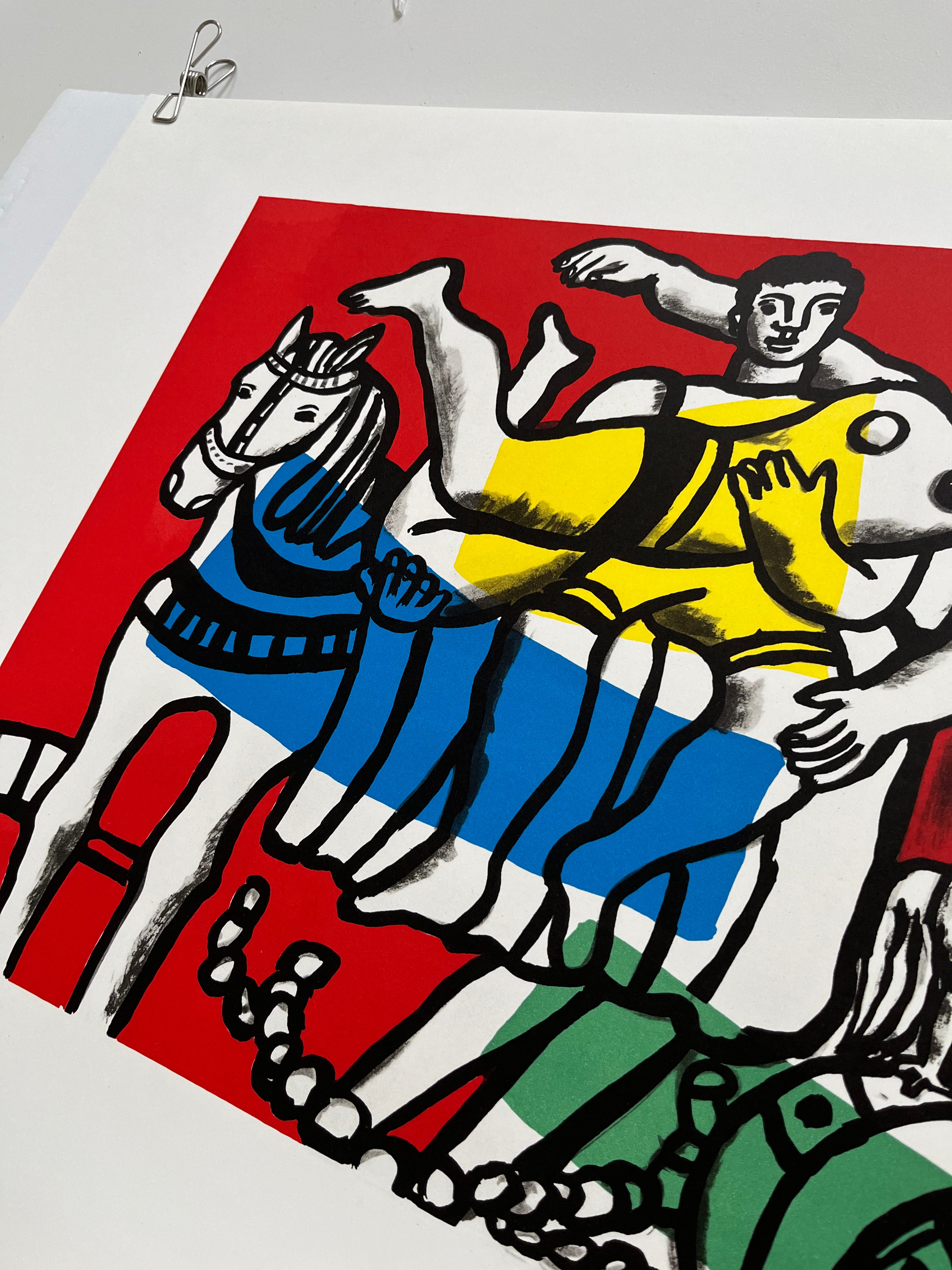 Close-up of the 2000s Fernand Léger lithograph showing print detail and paper texture