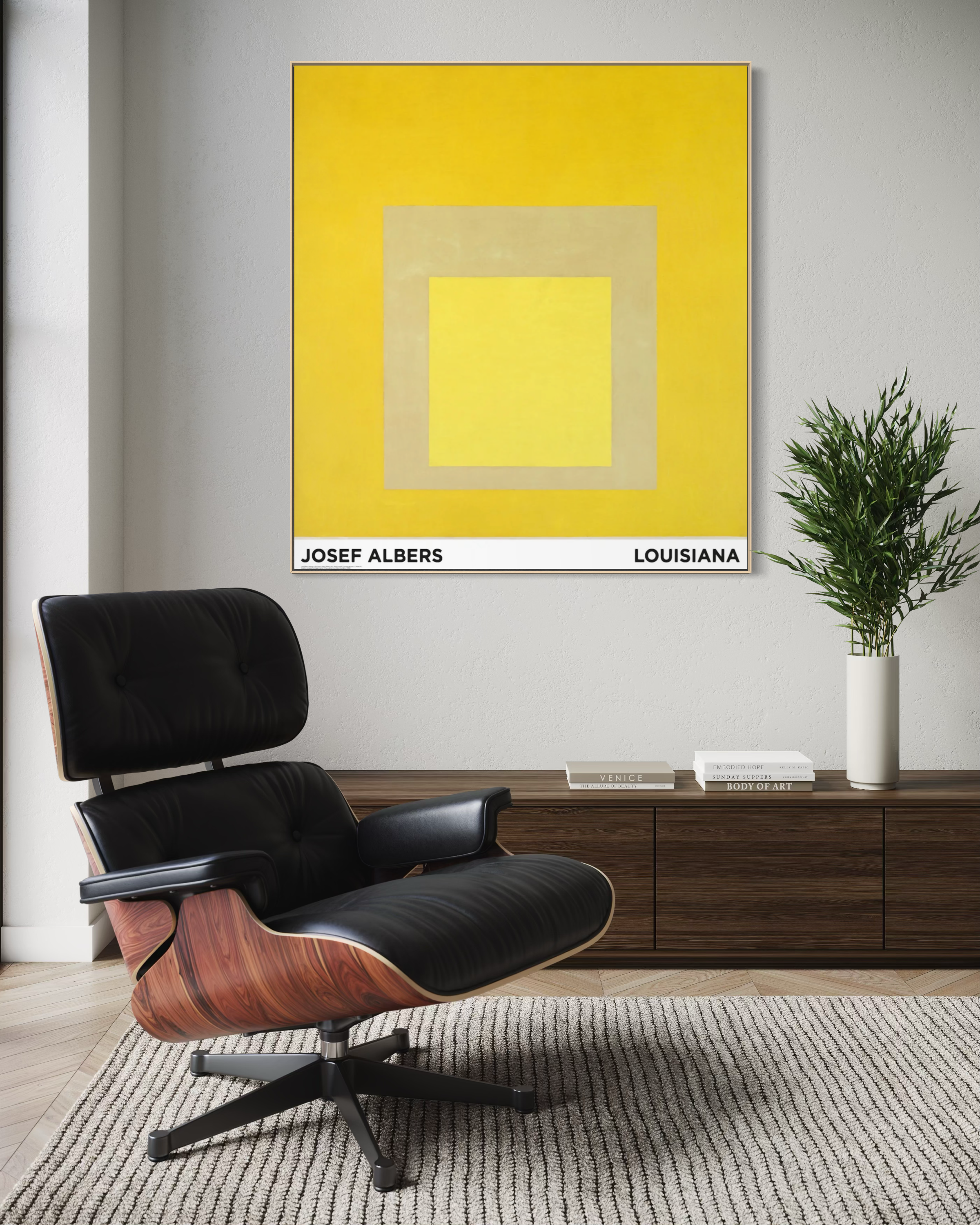 2011 Josef Albers Danish Art Exhibition Poster. Home Lounge Room Mockup.