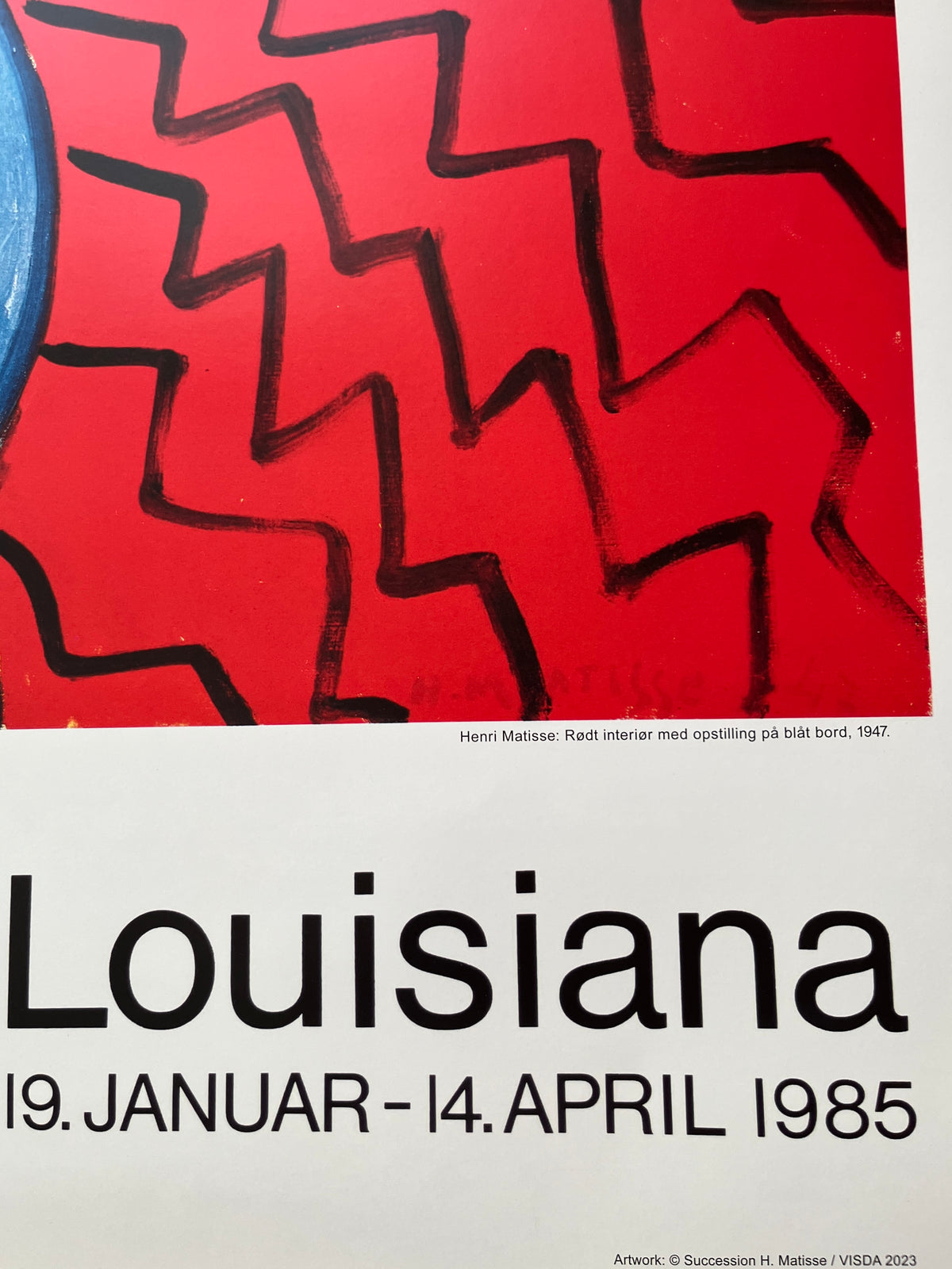 Close-up detail of the Henri Matisse poster showing the matte lithograph print and typography