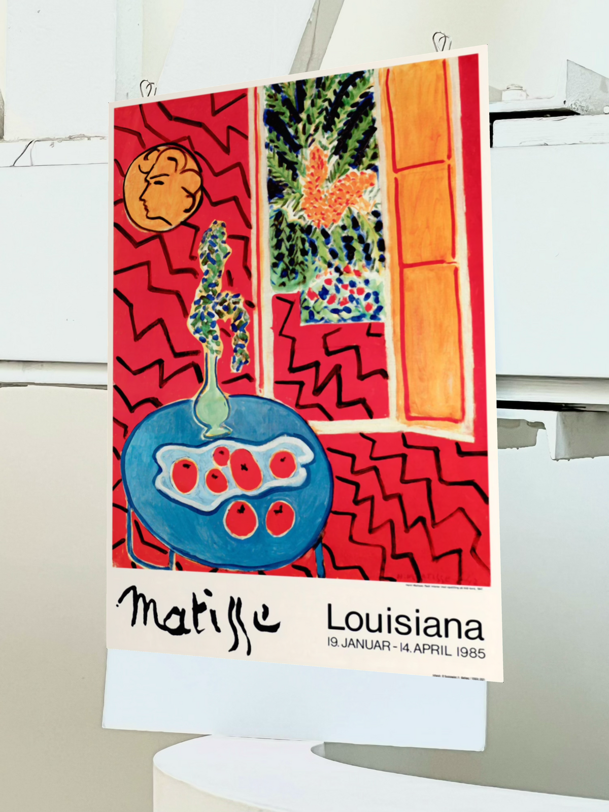 Full view of the 2023 Henri Matisse Louisiana Museum exhibition poster featuring a vibrant red 1947 still life