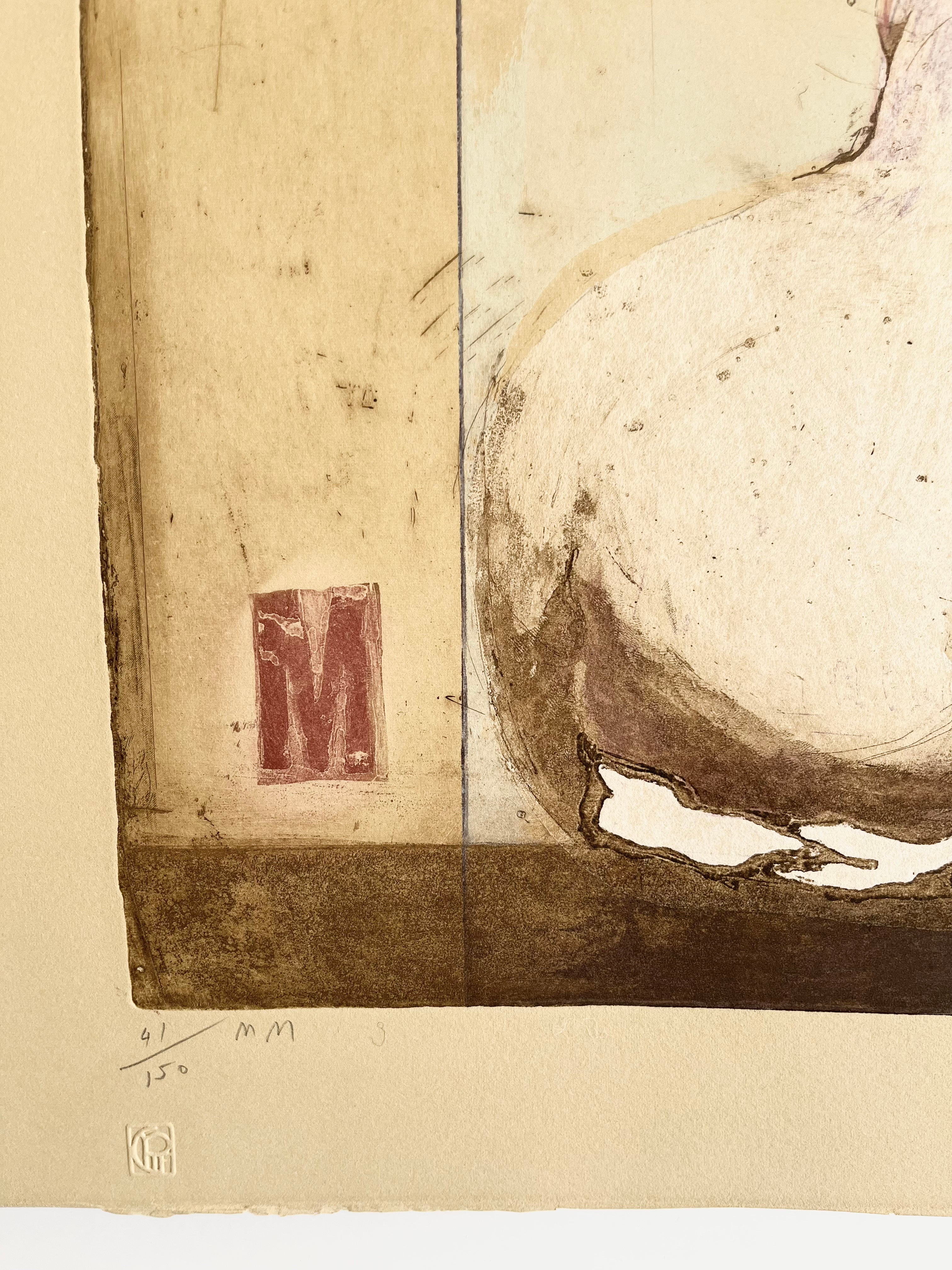 1990s Sylviane Canini French Signed Aquatint Etching