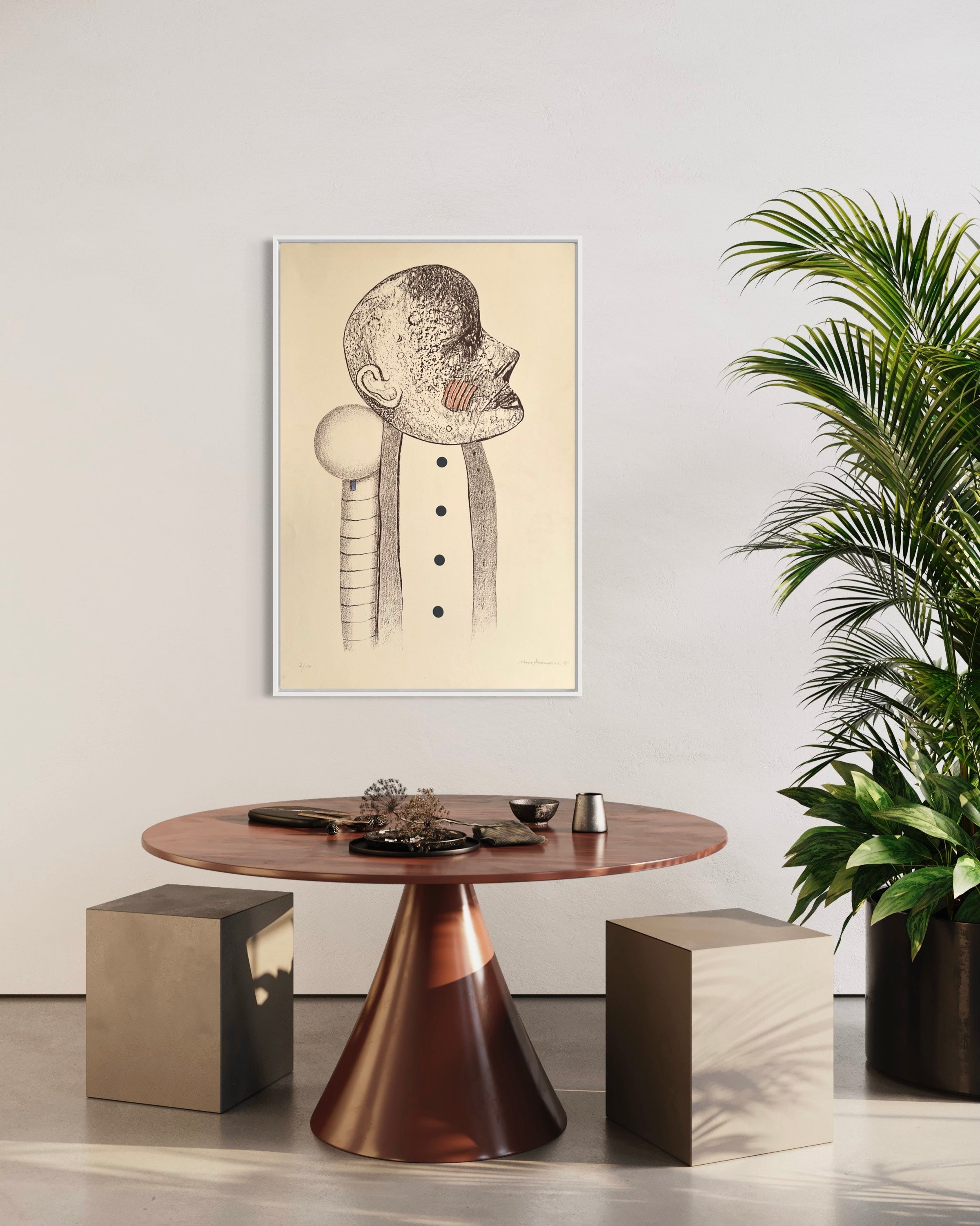 1980s Uno George Svensson Signed French Lithograph