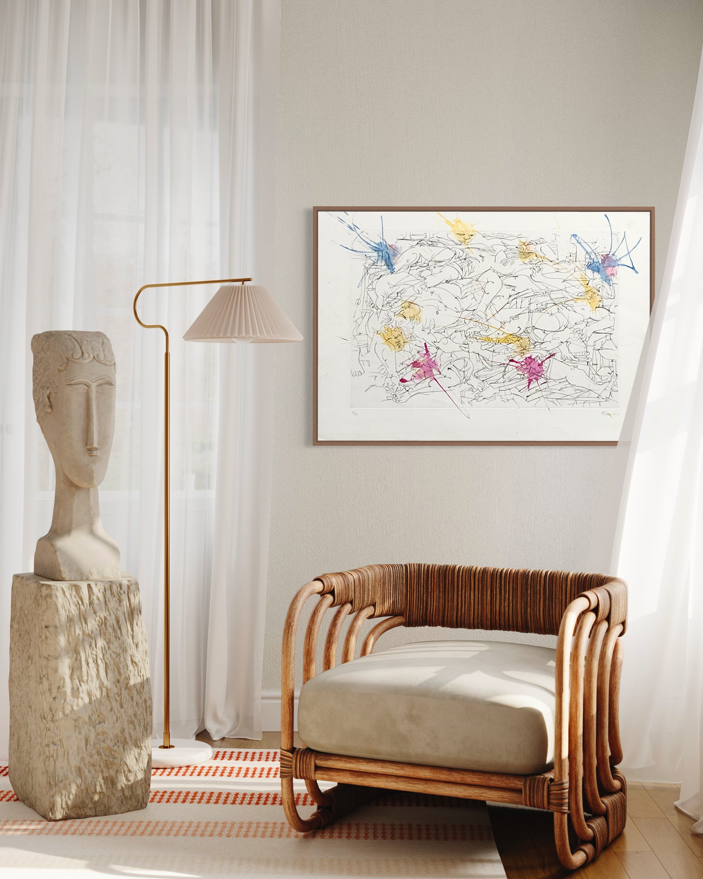1970s Dimitri Petrov Signed Watercolor Etching