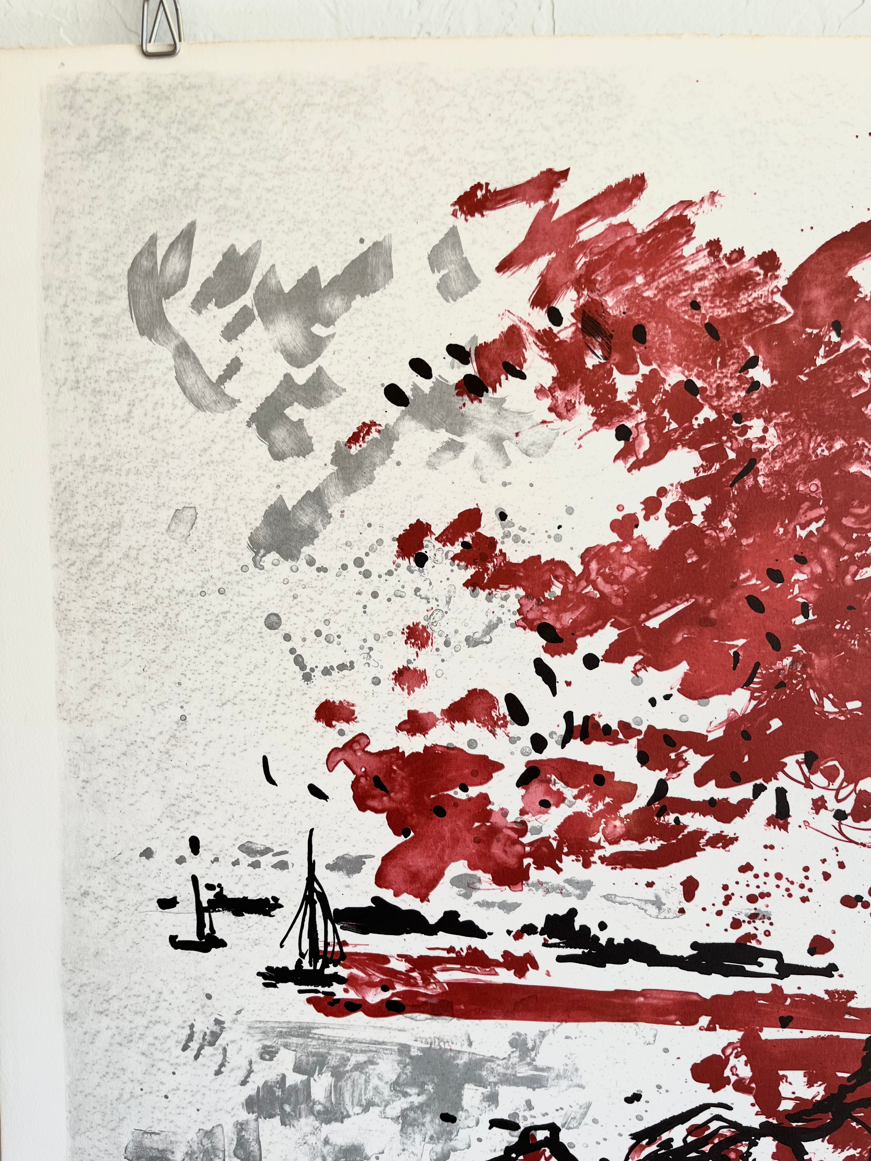 1970s Jean-Yves Commère Signed French Lithograph