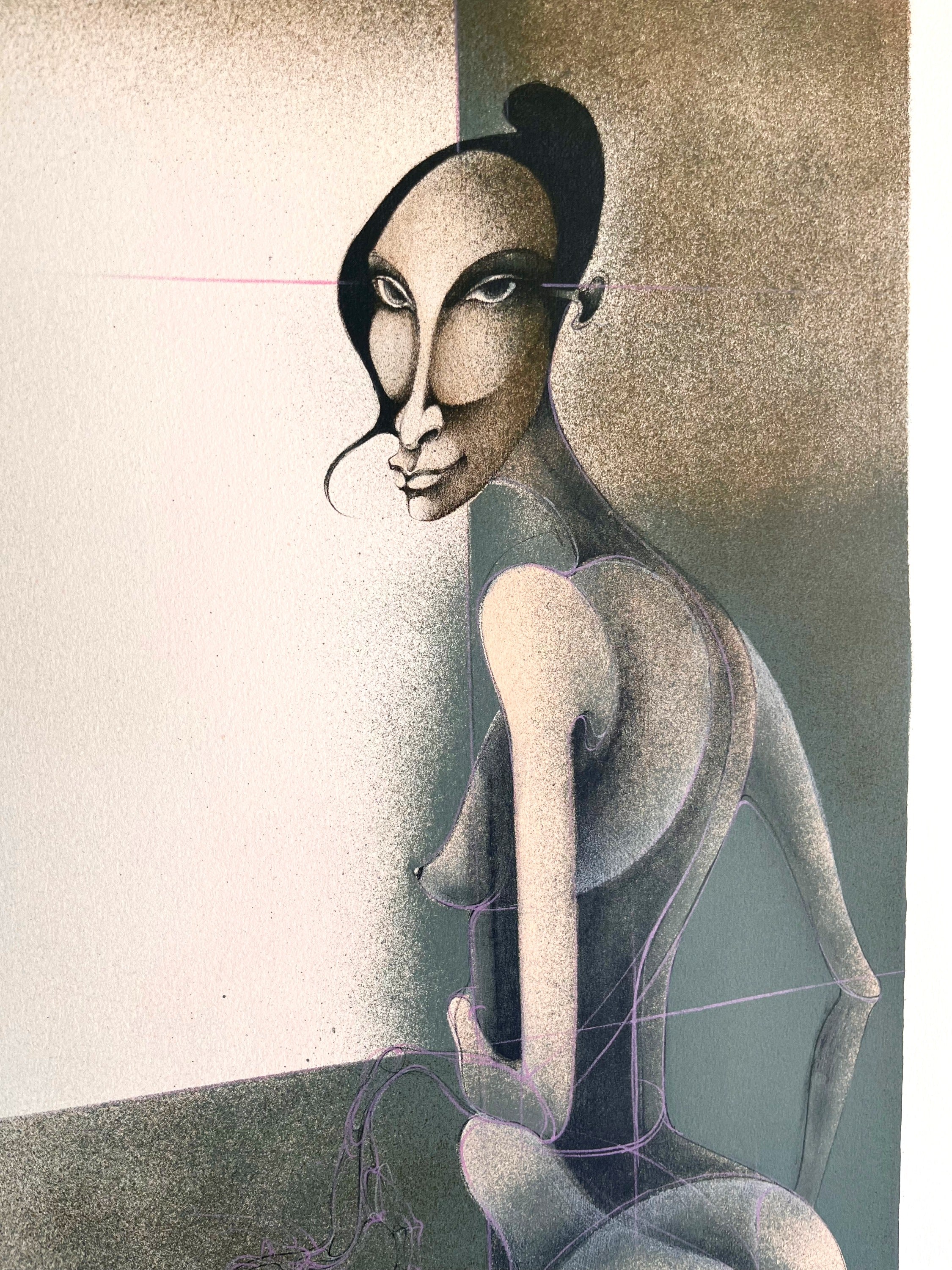 1970s Frederic Bouche Signed French Lithograph
