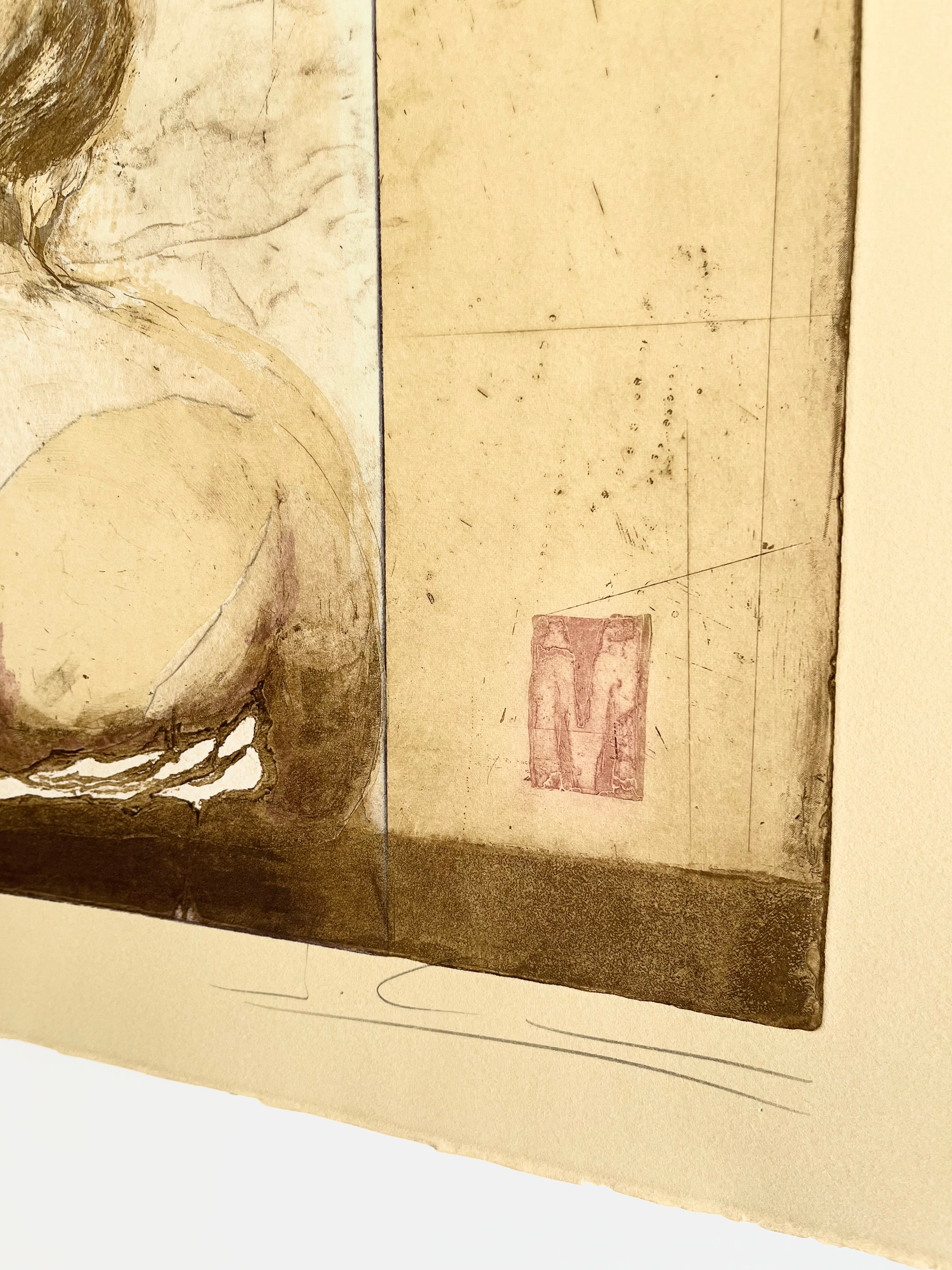 1990s Sylviane Canini French Signed Aquatint Etching