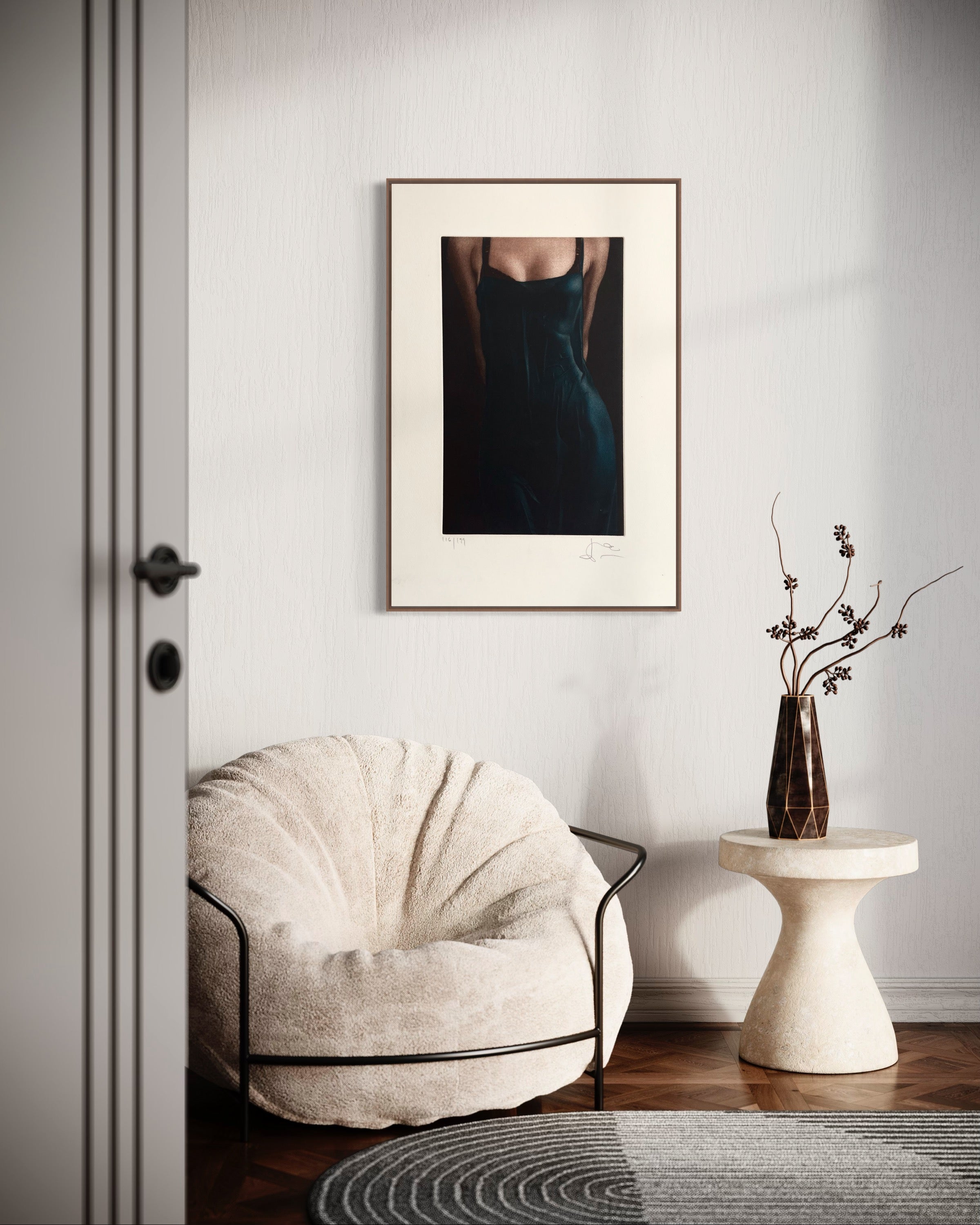 1990s Willi Kissmer Signed French Mezzotint Engraving