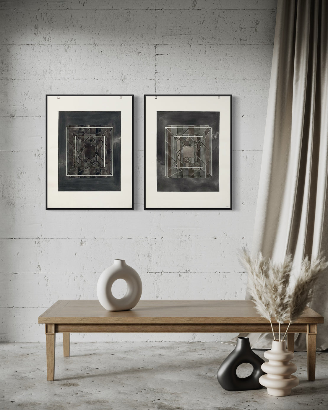 Pair of 1980 Todd Stone Original Watercolor Artworks